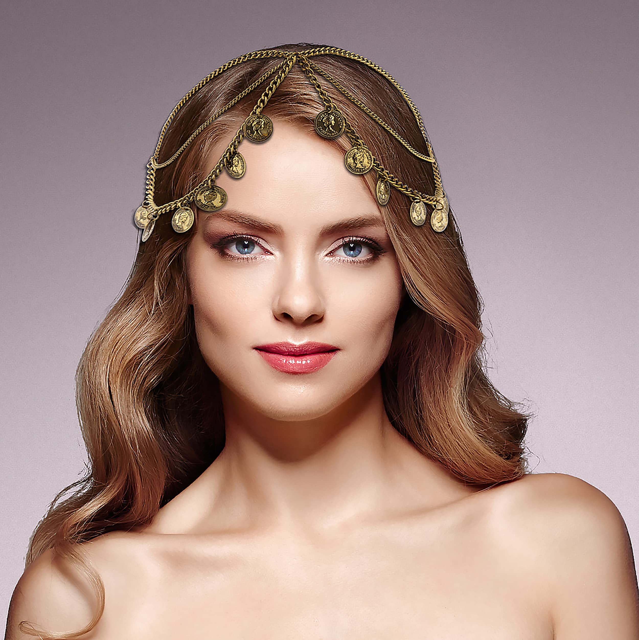 Gypsy Style Coins Headband - Gold Tassel Chain for Festivals & Parties