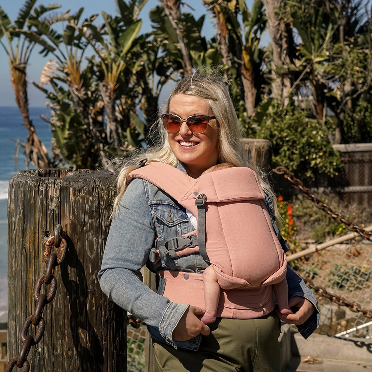 Beco Gemini Baby Carrier - Adjustable Ergonomic Infant to Toddler Carrier (3-16kg) for Hands-Free Parenting | Front & Back Carry Positions | Comfortable Pink Linen Fabric | Perfect for Hiking, Shopping & Daily Errands
