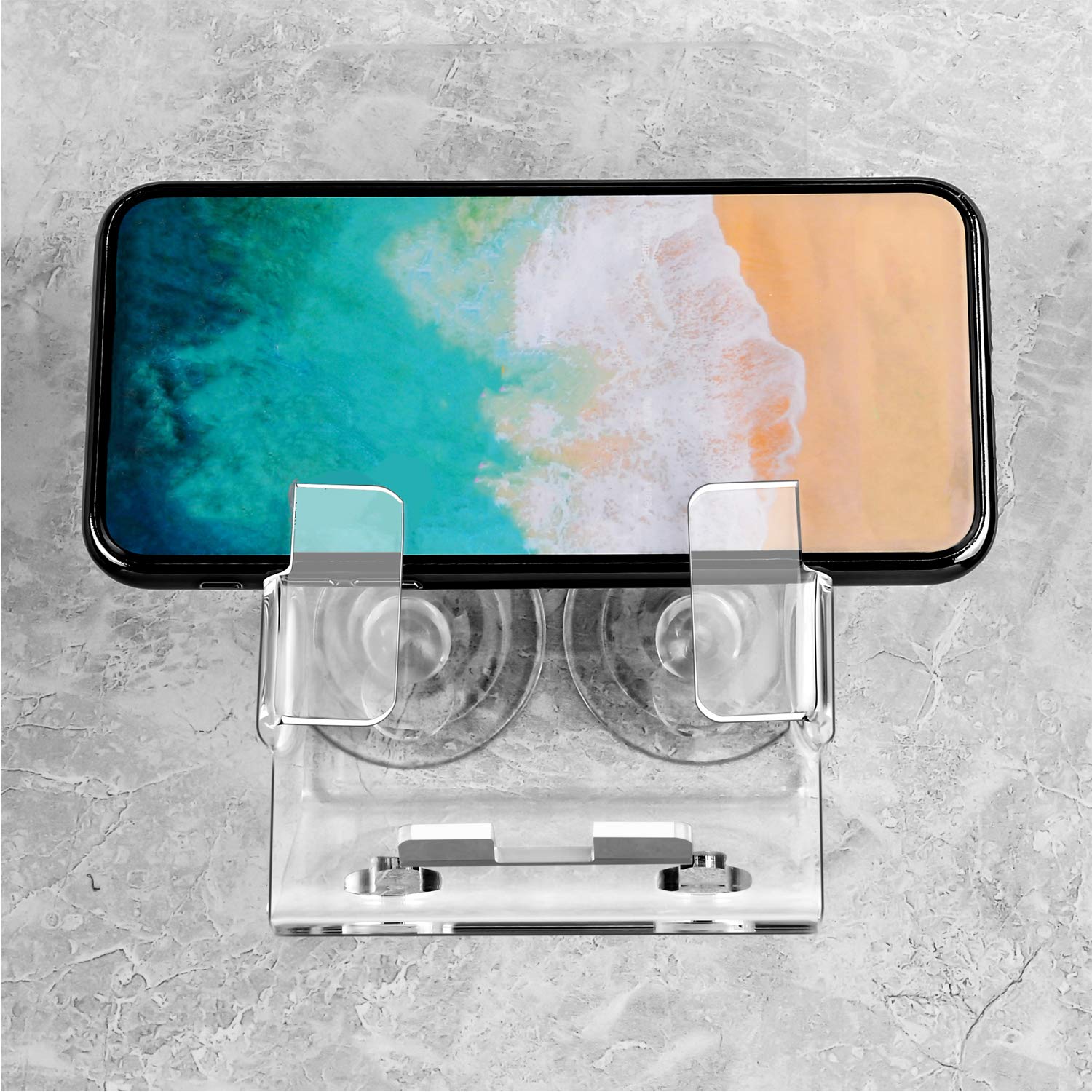 Waterproof Shower Phone Holder with Strong Suction Cups - Universal Smartphone Stand for Bathroom, Kitchen & Car - Perfect for Watching Videos Hands-Free While Bathing or Cooking