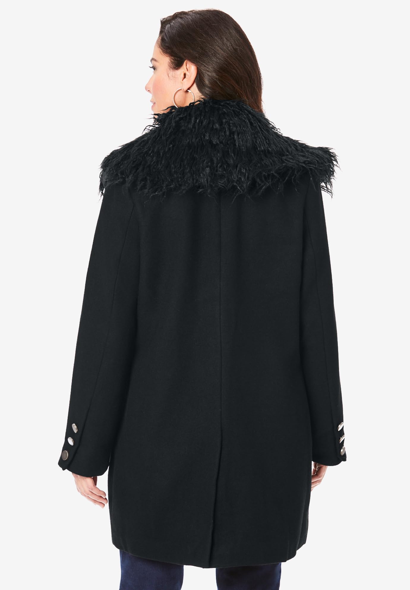 Roaman's Women's Plus Size Short Wool Blend Coat - Warm Winter Jacket for Curvy Women | Perfect for Office, Dating & Holiday Outfits