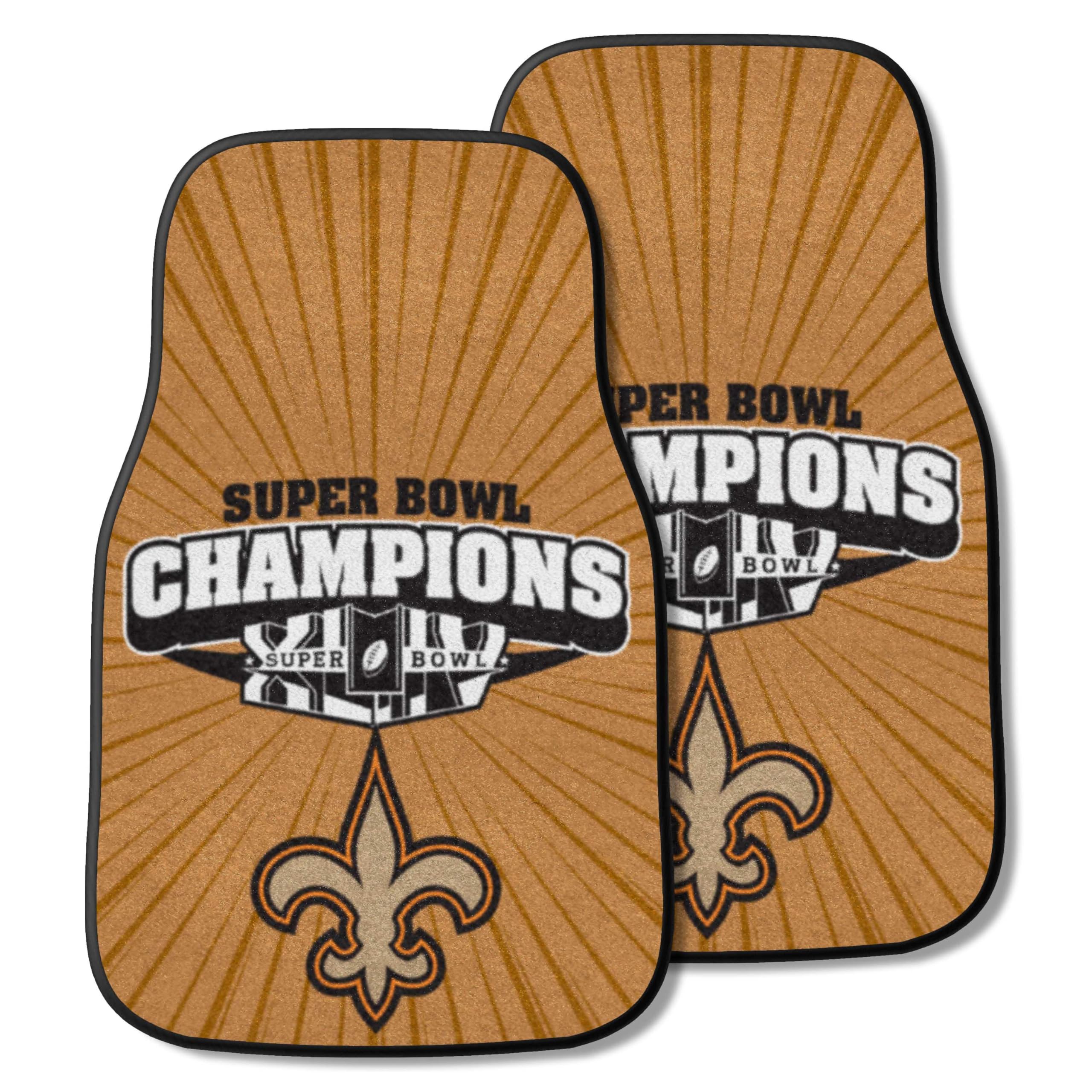 Fanmats New Orleans Saints Super Bowl XLIV Champions Carpet Car Mats - Durable Floor Mats for Cars, Trucks & SUVs - Officially Licensed NFL Team Merchandise - Perfect for Tailgating, Game Day & Saints Fan Gifts