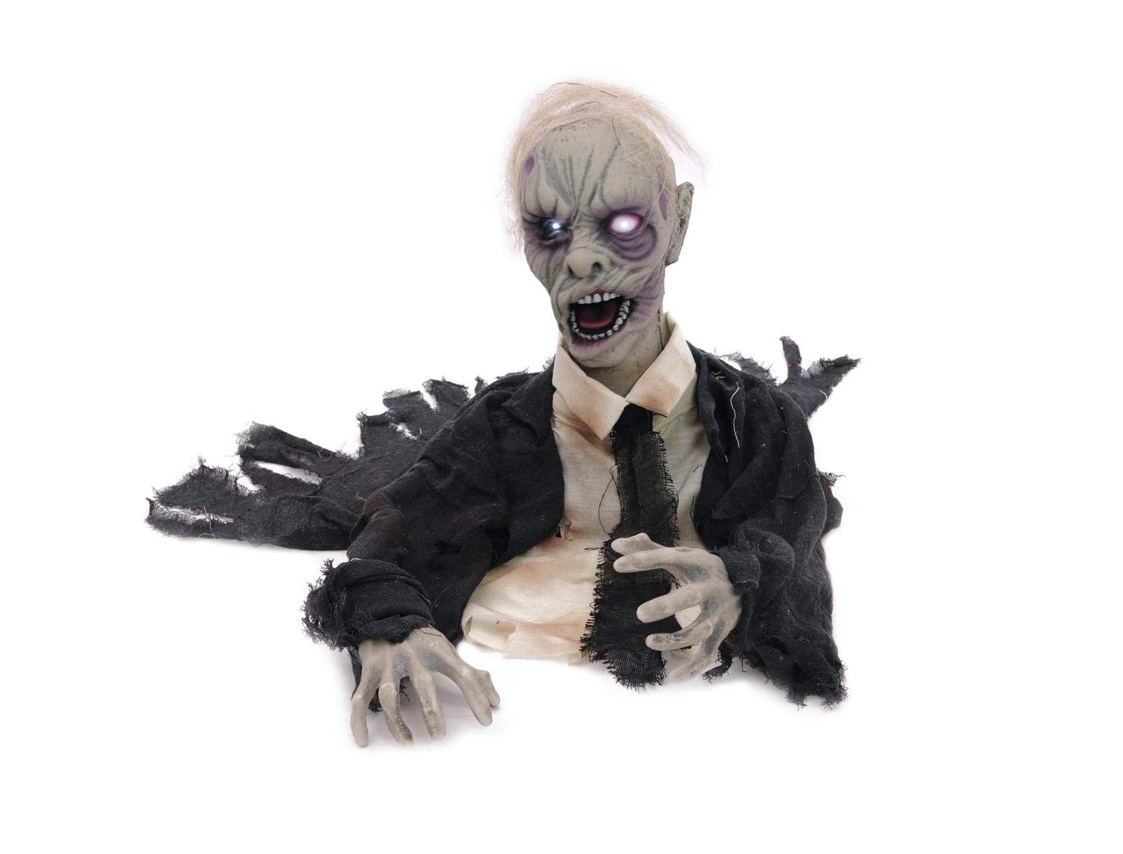 Halloween Zombie Animated Figure - Scary Moving Decor for Home & Yard - Multi-Color LED Light Up Prop for Halloween Party, Haunted House & Outdoor Decorations