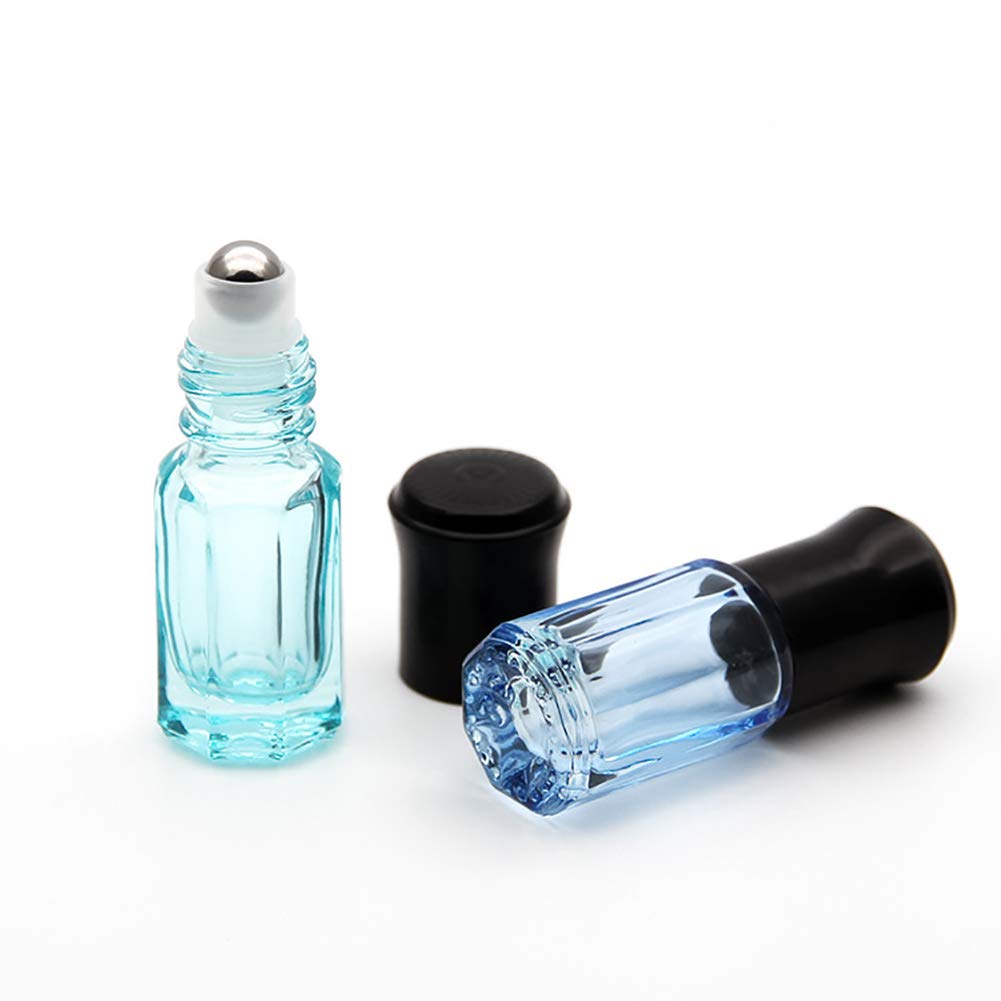 GSHLLO 10-Pack 3ml Refillable Glass Roller Bottles - Colorful Essential Oil Roll-On Bottles with Dropper for Aromatherapy, Perfume & DIY Skincare