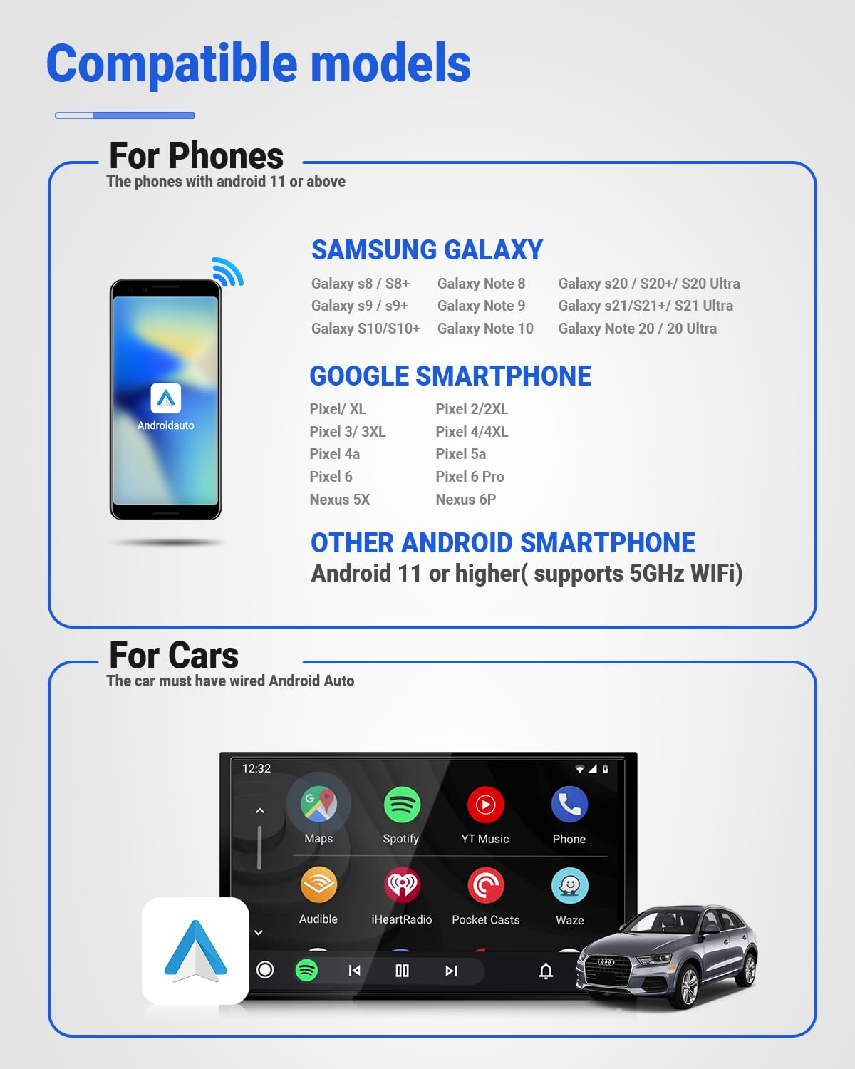 OTTOCAST A2Air Pro Wireless Android Auto Adapter 2023 Upgrade - Convert Wired to Wireless CarPlay for Android Phones, Plug & Play USB Dongle with Fast Connection & Low Latency - Perfect for Commuting, Road Trips and Hands-Free Driving