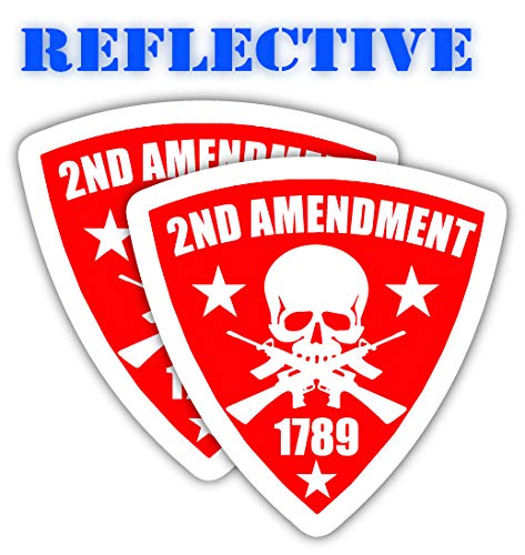 Reflective 2nd Amendment Shield Decal - Tactical Hard Hat Stickers & Survival Gear Labels for Toolbox, Helmet, Lunchbox | Patriotic USA Old Glory Design in Red | Perfect for Construction Workers, Military Enthusiasts & Outdoor Adventures