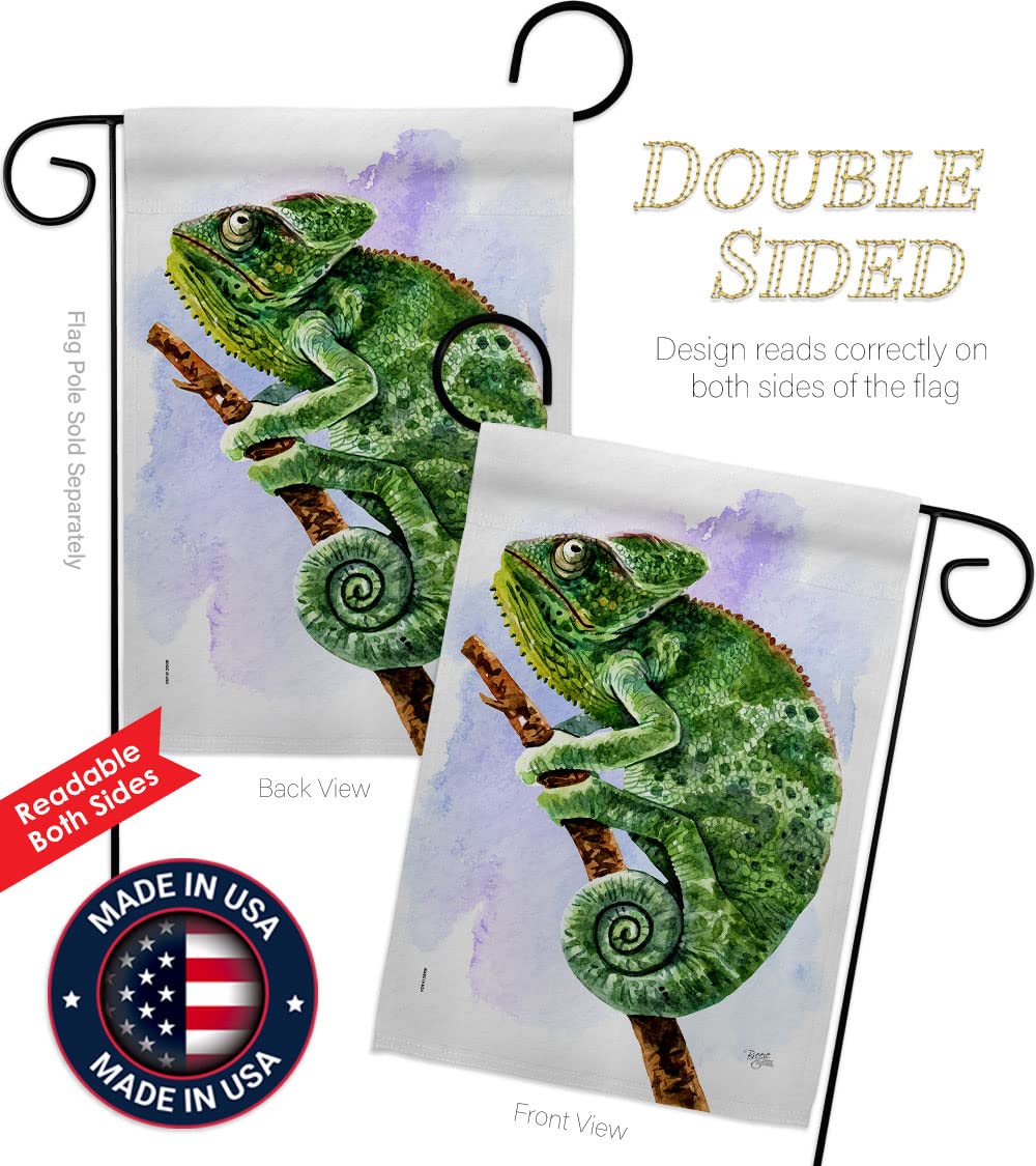 Chameleon Garden Flag Set with Stand - Outdoor Yard Decor for Home