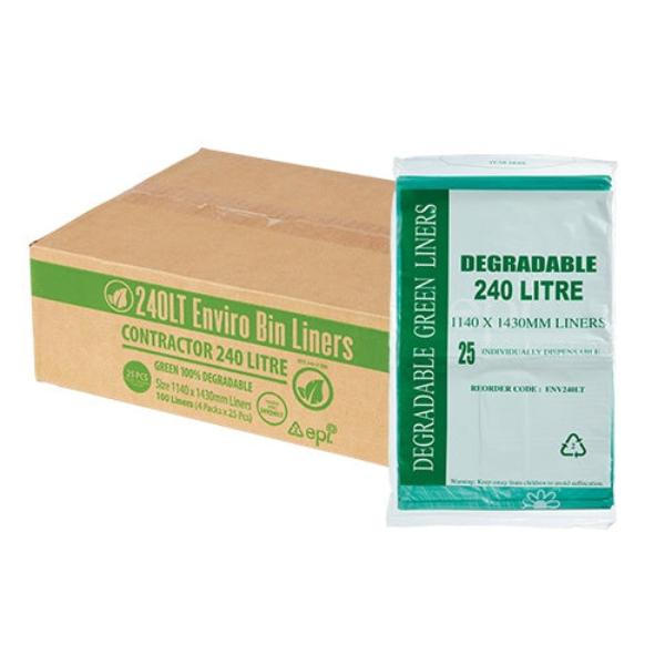 240Lt Heavy Duty Contractor Trash Bags - Extra Large Green Bin Liners for Construction, Yard Waste & Commercial Use - Durable & Leak Proof for Outdoor & Industrial Cleaning