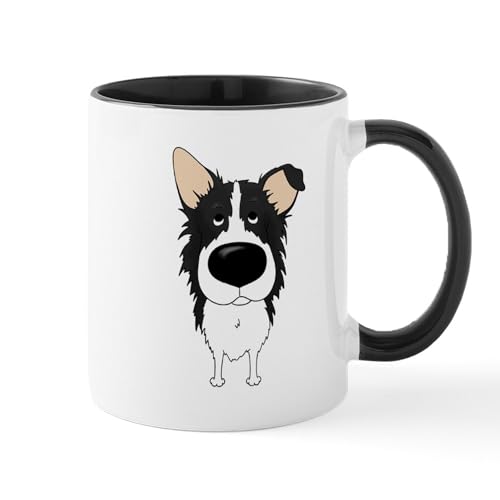 White/Black Inside - Big Nose/Butt Border Collie Mug