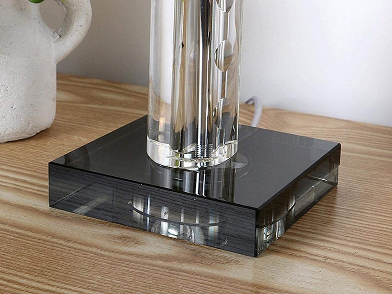 Elegant European-Style Crystal Desk Lamp with E27 Socket - Creamy White Decorative Lighting for Home Office, Study & Bedroom