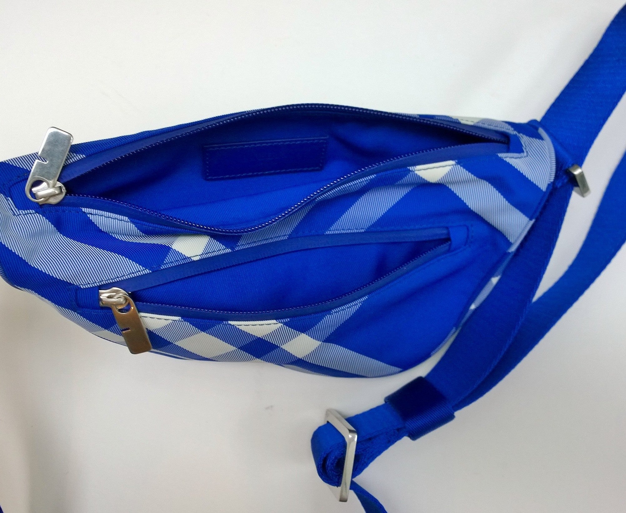 Burberry Shield Blue Check Belt Bag Small - Stylish Crossbody Bag for Women | Perfect for Travel, Shopping & Everyday Use