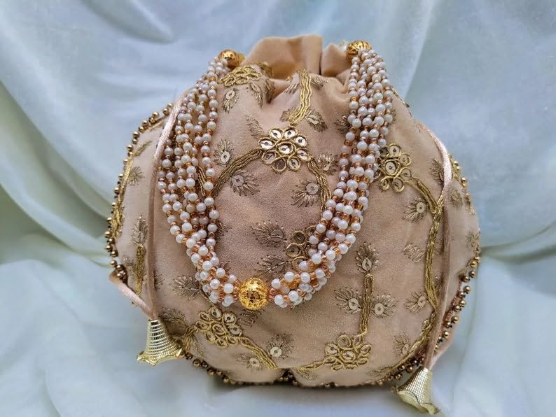50 Pack Handmade Women's Velvet Embroidered Potli Purse Bags - Indian Drawstring Clutch Pouch for Weddings, Parties & Festive Occasions