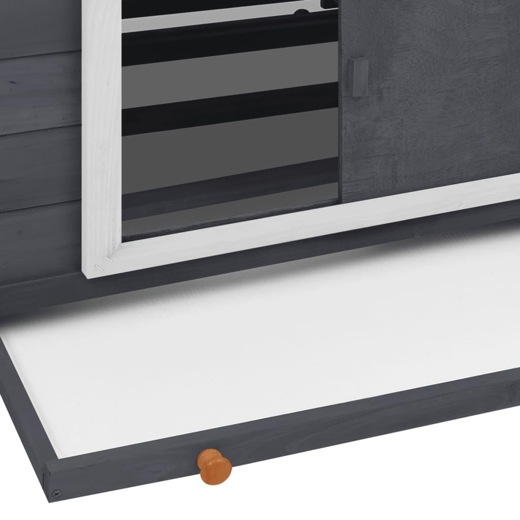 vidaXL Chicken Coop with 2 Nesting Boxes - Outdoor Hen House for Chickens, Small Animals & Rabbits - Durable Gray & White Firwood Structure - Perfect for Backyard Poultry Farming & Pet Shelter