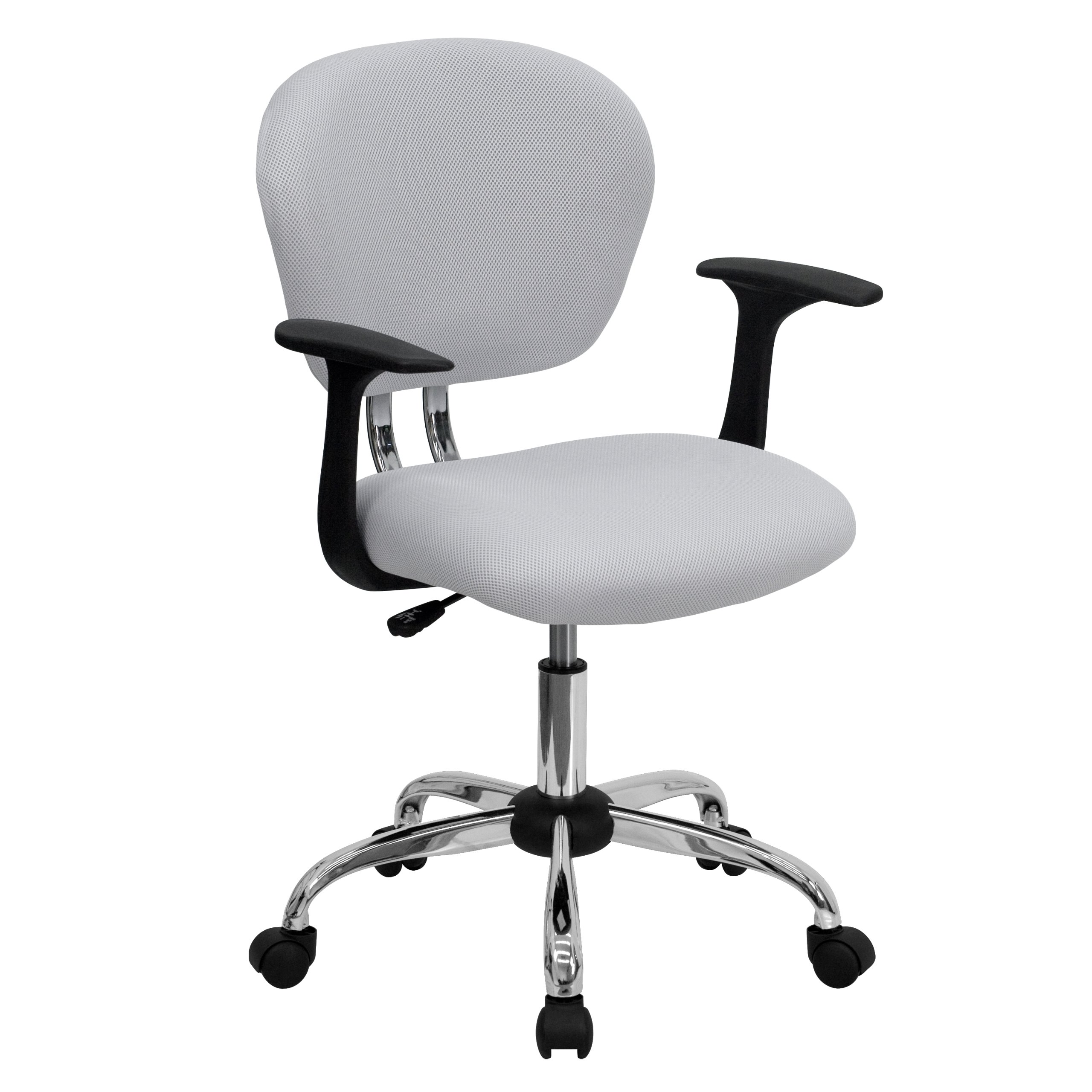 Ergonomic Mid-Back White Mesh Office Chair with Padded Seat & Adjustable Arms - Perfect for Home Office, Gaming, and Workspace Comfort