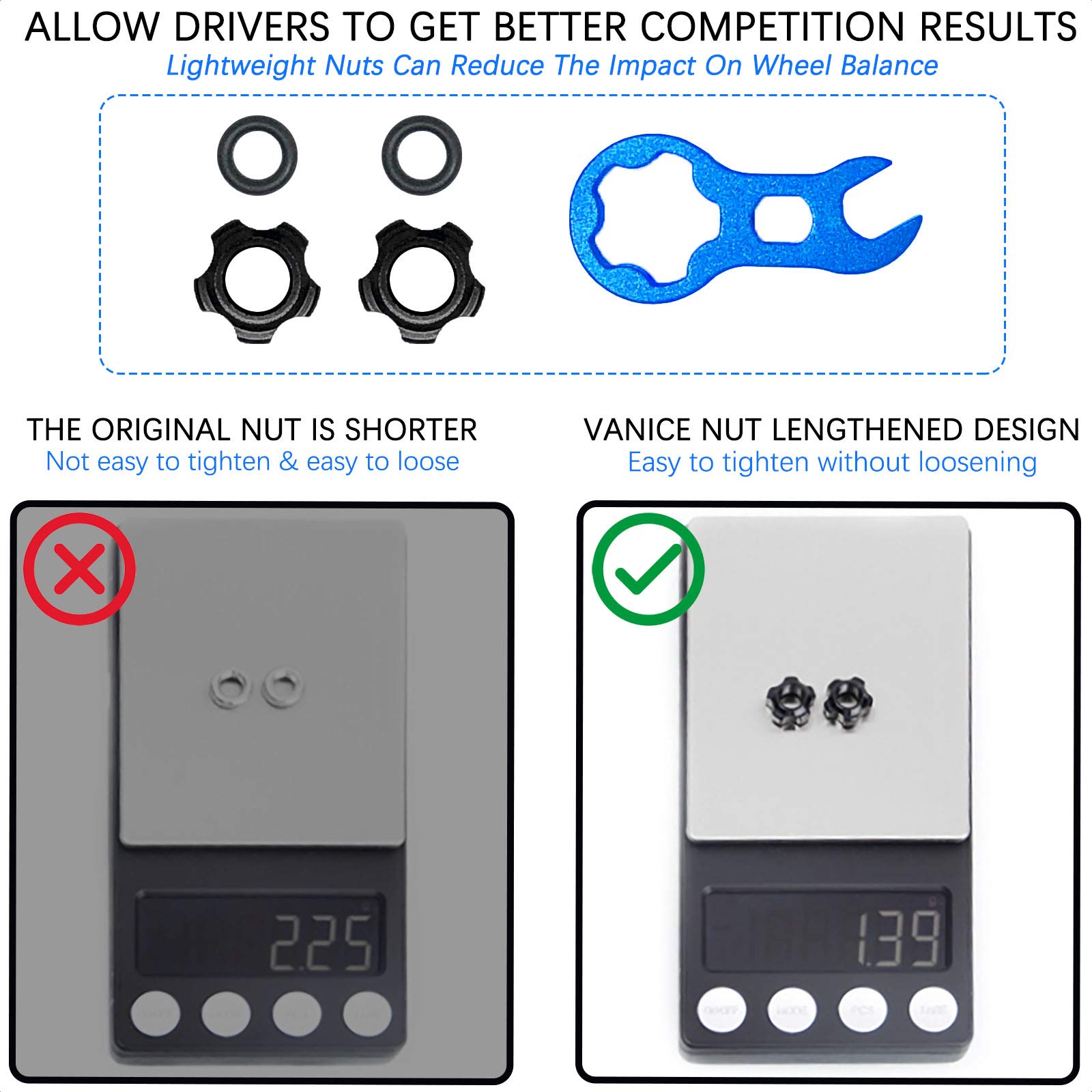 VANICE Bike Vacuum Tire Valve Nut - Presta Inner Tube Spool Wrench Tool for Mountain & Road Bicycles | Essential Cycling Accessories for Tire Maintenance & Repair
