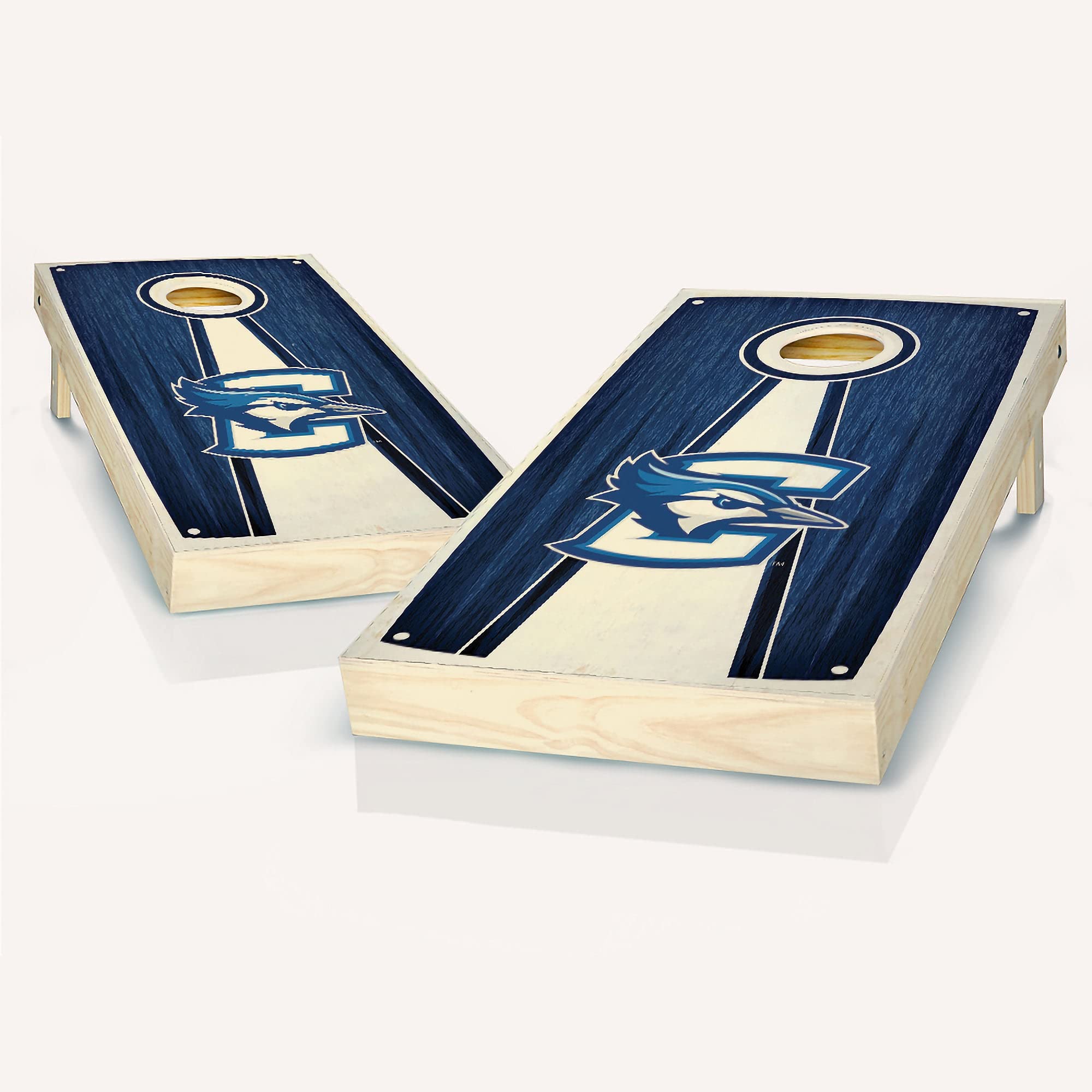 Premium Creighton Pyramid Cornhole Game Set - 2 Wooden Boards & 8 Bean Bags for Outdoor Fun - Perfect for Backyard Parties, Tailgating, and Family Gatherings
