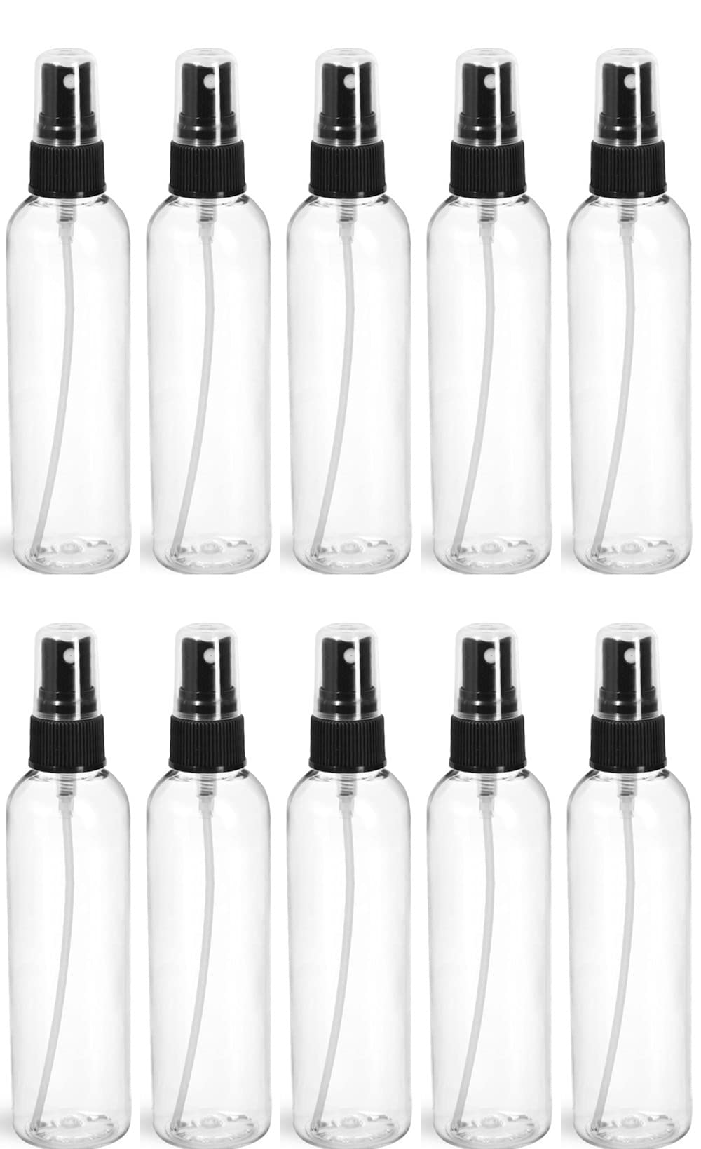 10 Pack Black 50ml Plastic Spray Bottles - Fine Mist Empty Refillable Sprayer with Pump Cap for Essential Oils, Perfumes, Hair Care & Travel Size Liquids - Perfect for DIY Beauty, Aromatherapy & Home Cleaning Solutions