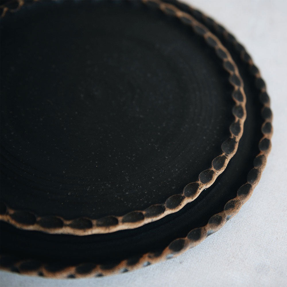 Elegant Ceramic Scalloped Side Plate - Dark Blue Handcrafted Dinnerware for Fine Dining & Special Occasions