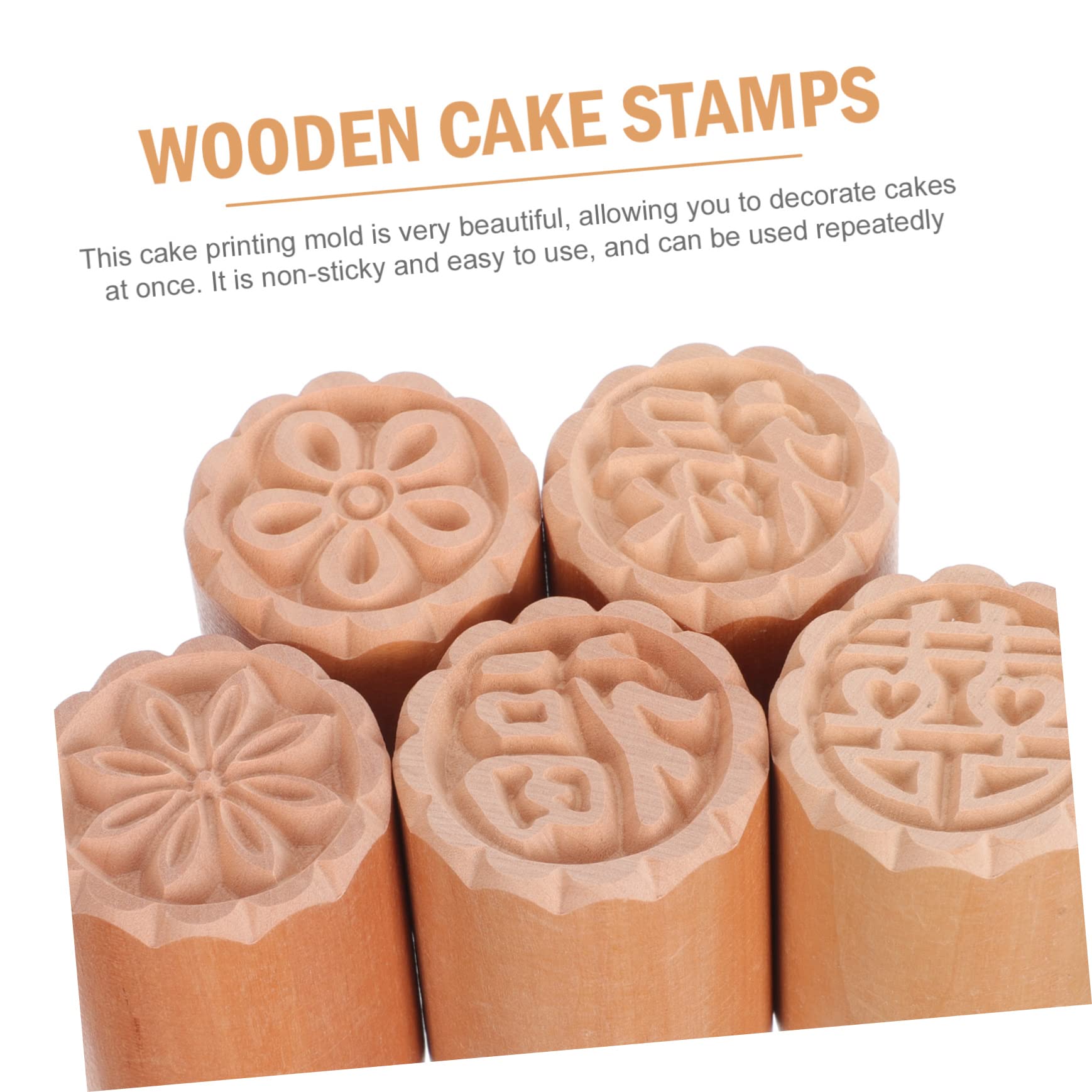 Japanese Sushi Stamp Chocolate Candy Molds - 5pcs Wooden Cookie Cutters for DIY Dessert Decorating, Biscuit Printing, Moon Cake Making - Perfect for Sushi-Themed Parties, Baking Gifts & Asian Dessert Crafts
