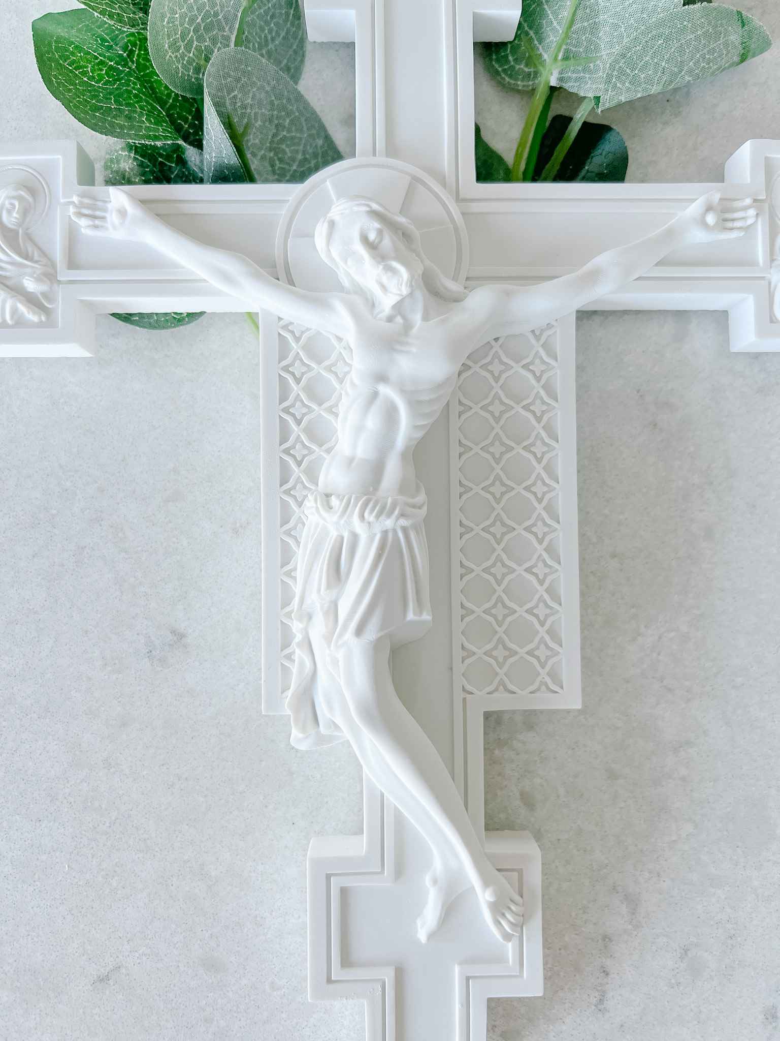White Florentine Crucifix - Handcrafted Religious Cross Pendant for Necklace - Perfect for Gifts, Baptism, First Communion & Spiritual Jewelry