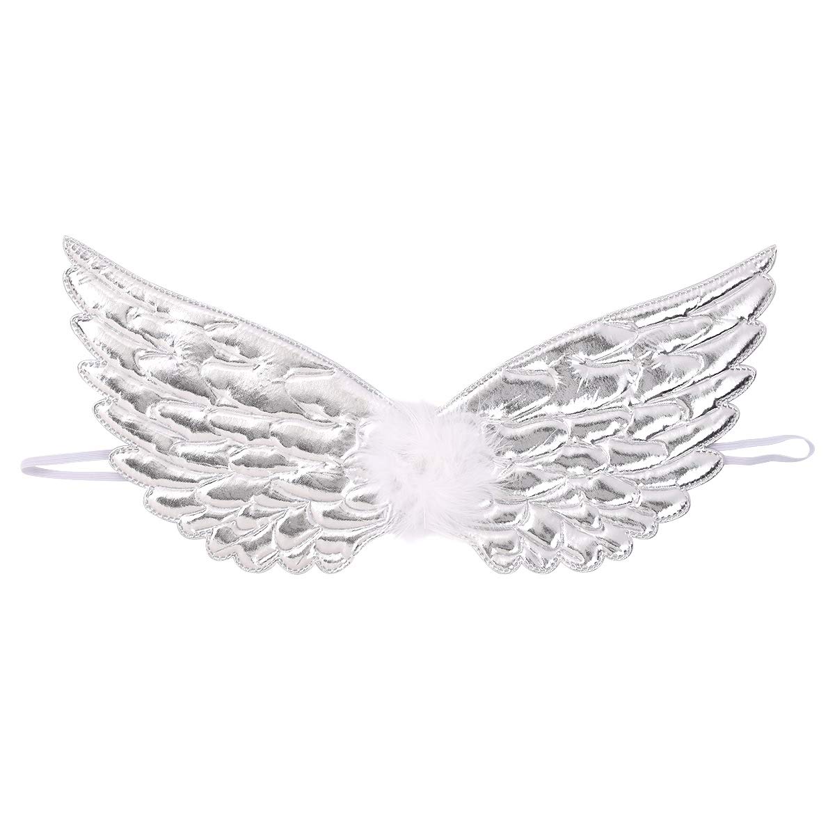CHICTRY Kids Angel Wings Fairy Costume Accessory - Silver Ball Wings for Halloween, Christmas, Masquerade, Cosplay & Photography - Perfect for Dress-Up Parties, School Plays & Fantasy Photo Shoots