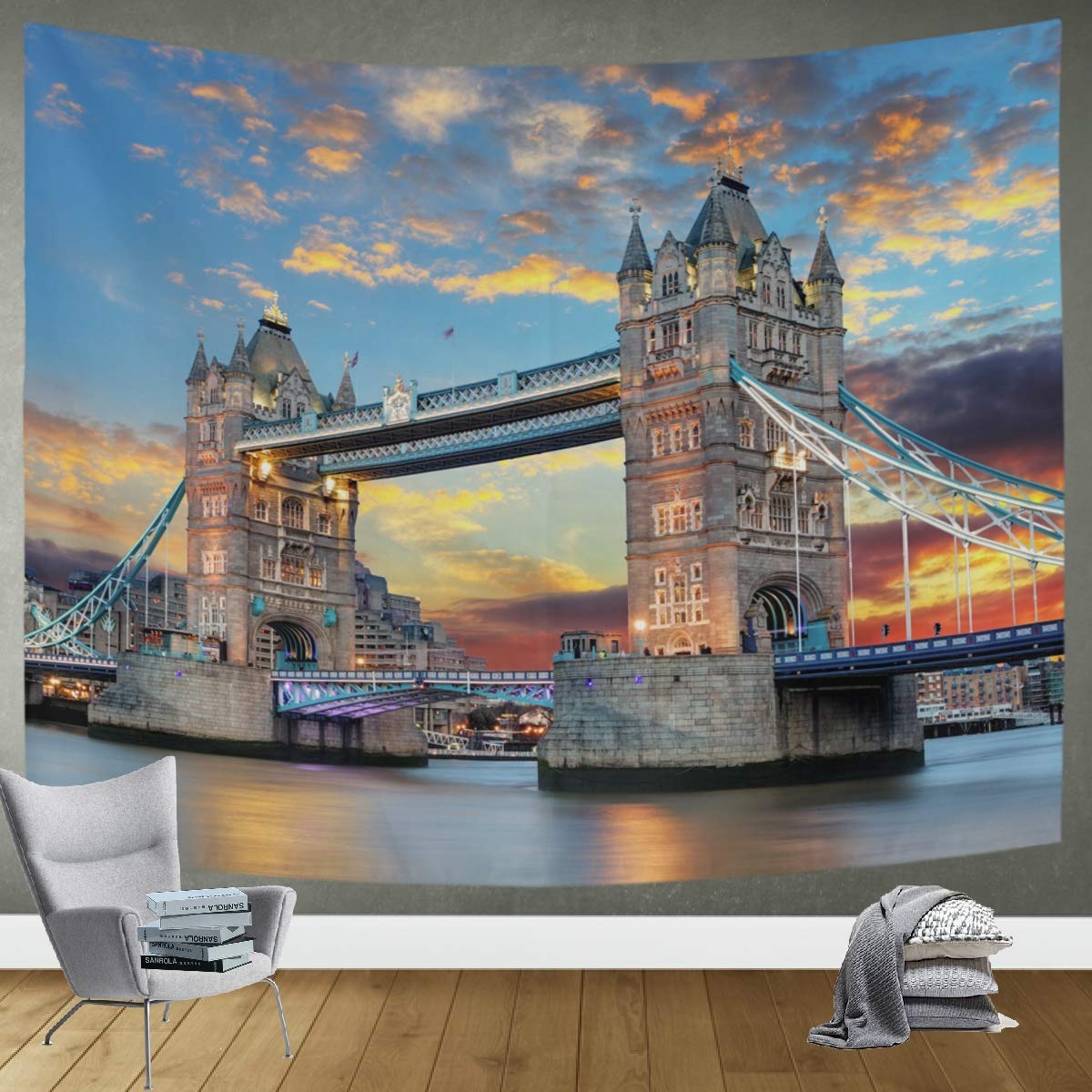 DOMIKING Tower Bridge London UK Wall Tapestry - 80x60 Inch Large Wall Art for Bedroom, Living Room & Dorm Decor | Perfect for Home, Office & Gift Giving