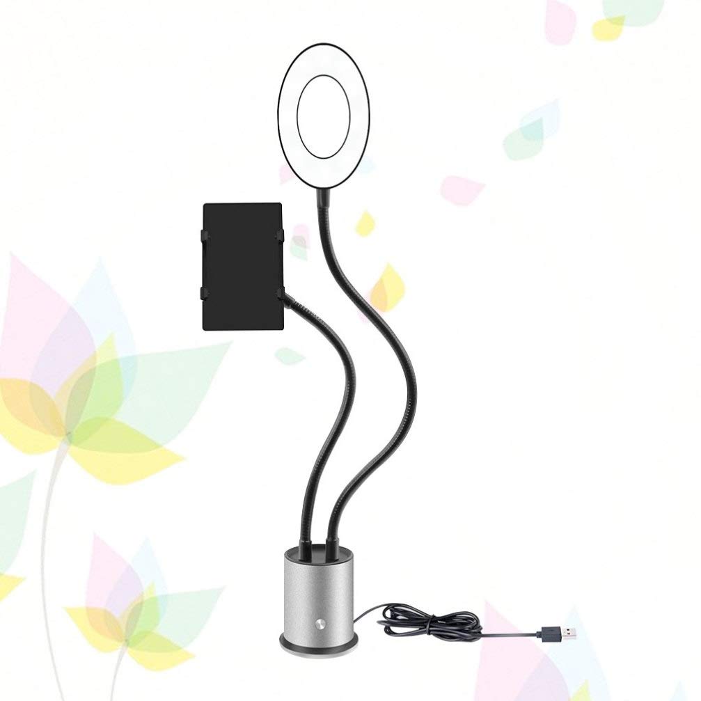 LED Ring Light Phone Holder with Stand - Adjustable Desktop Clip for Live Streaming, Video Calls, Makeup & Selfies - Perfect for YouTube, TikTok & Instagram Content Creation