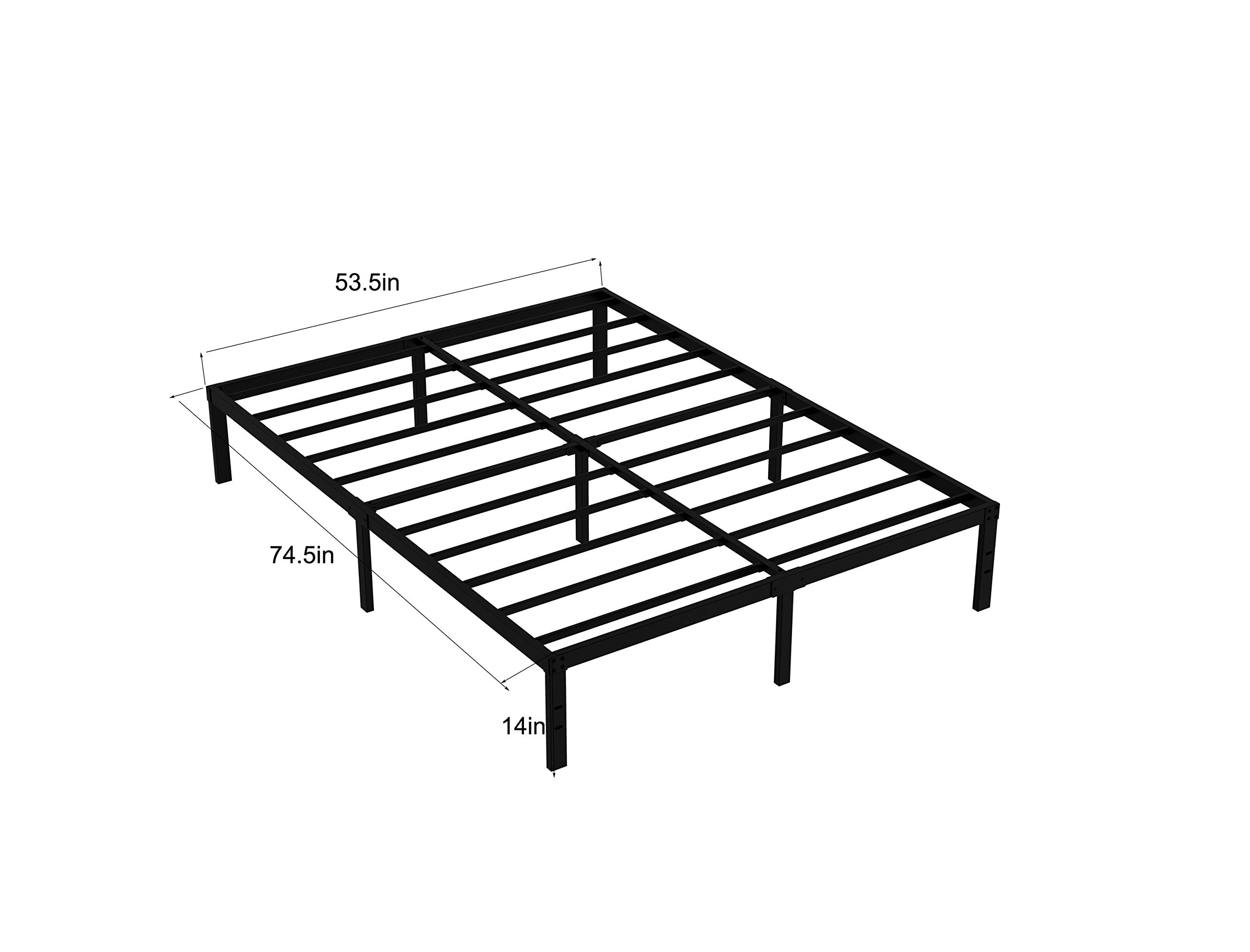 Heavy Duty King Platform Bed Frame with Slatted Base - 14 Inch Mattress Foundation, 12 Inch Under-Bed Storage Space, No Box Spring Required (Full Size) - Perfect for Master Bedrooms, Guest Rooms & Small Space Living