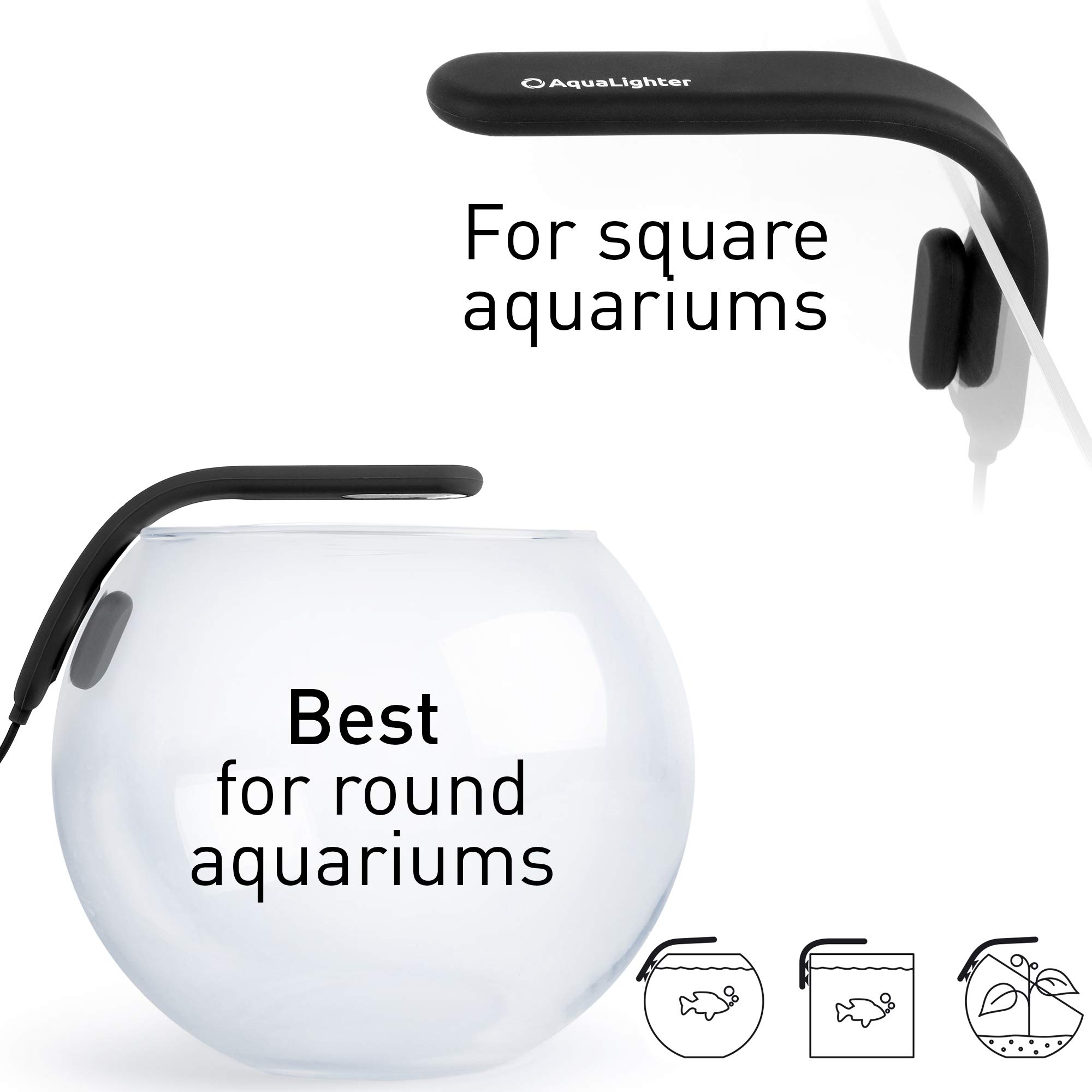LED Aquarium Light for Plants - Clip On Fish Tank Light with Flexible Arm - Freshwater Small Aquarium Lighting for 5 Gallon Tanks (PicoSoft Black) - Perfect for Nano Tanks, Betta Fish & Aquatic Plant Growth