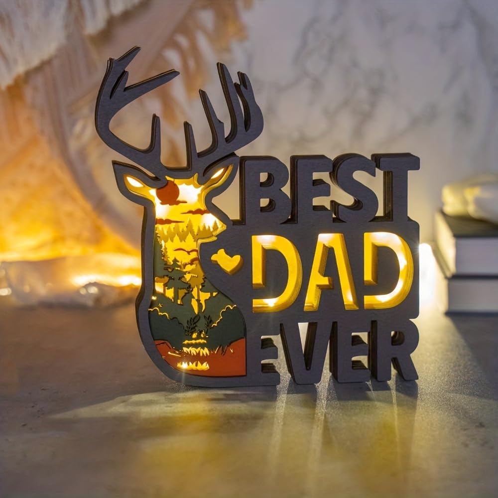 3D Wooden Animal Carving LED Night Light - Handcrafted Wooden Lamp for Home Decor, Desk, Living Room, Bedroom, Office & Farmhouse - Perfect Gift for Dad, Birthday, Christmas & Housewarming - Creates Cozy Ambiance for Relaxation & Festive Celebrations
