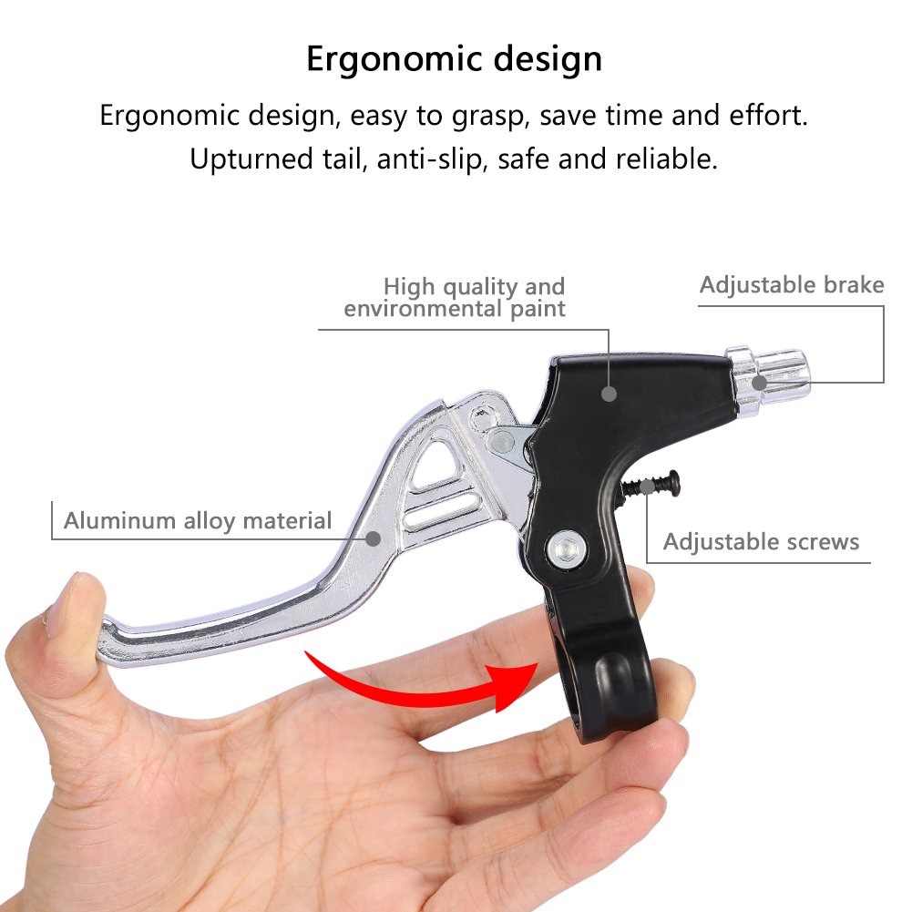 Yiio 1 Pair Universal Aluminum Alloy Bike Brake Levers - Fits Mountain Bikes, Kids Bikes, Folding Bikes, MTB & BMX (2.2cm Diameter) | Durable Handlebar Brake Levers for Cycling Safety & Comfort