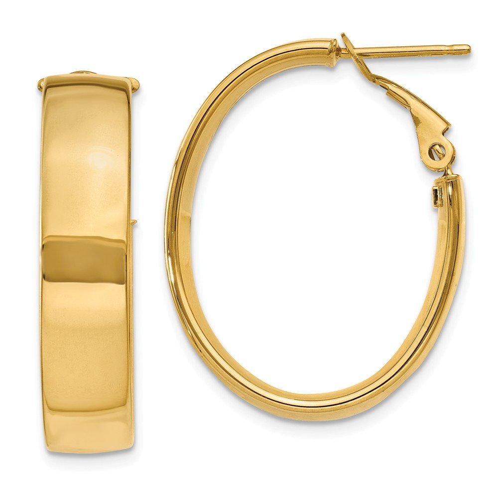 14K Solid Yellow Gold Oval Hoop Earrings for Women - Elegant Everyday & Special Occasion Jewelry Gift