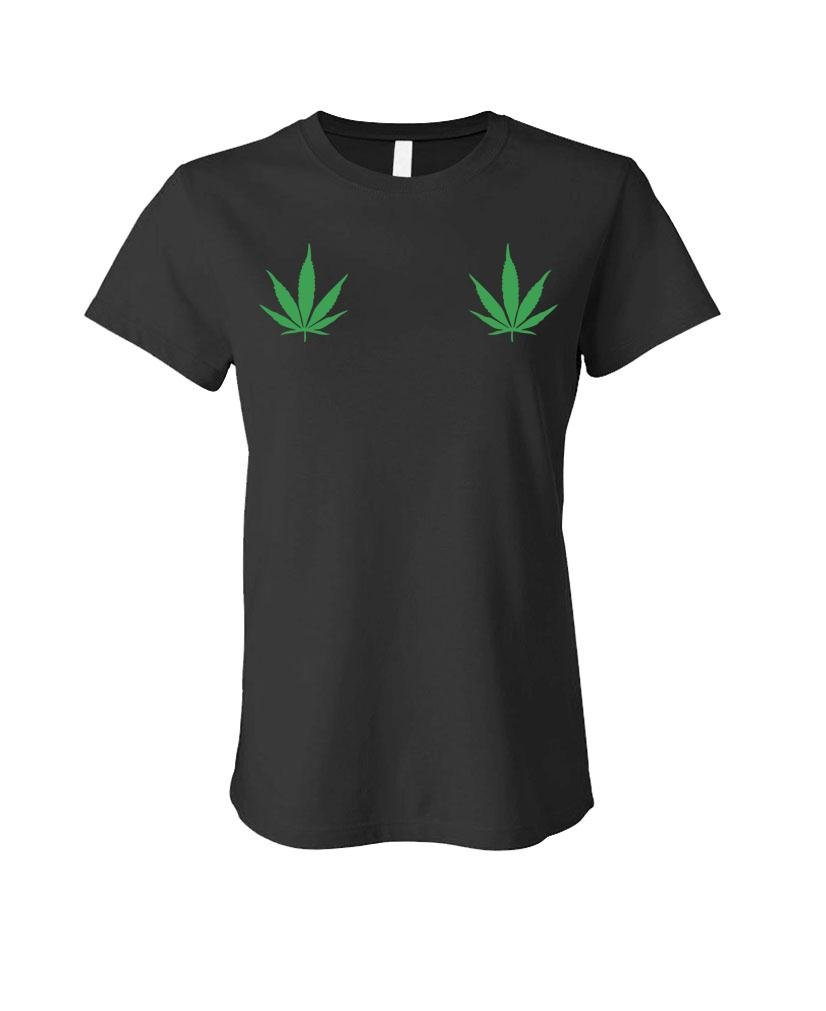 420 Marijuana Weed Pot Leaves Design Women's Cotton T-Shirt - Casual Stoner Outfit for Festivals & Relaxation