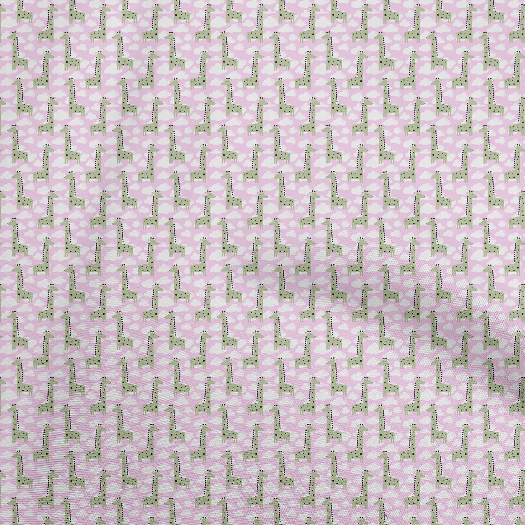 oneOone Silk Tabby Light Pink Giraffe Print Fabric by The Yard - 42 Inch Wide Soft Material for Kids Dresses, DIY Crafts & Home Decor