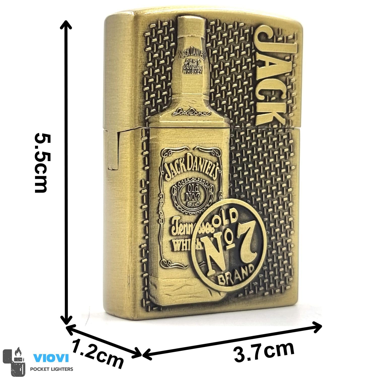 VIOVI JD Bottle Windproof Flint Wheel Pocket Lighter - Metal Body Flip-Top Refillable Butane Lighter (Golden) | Perfect for Camping, Hiking, Outdoor Adventures & Everyday Use