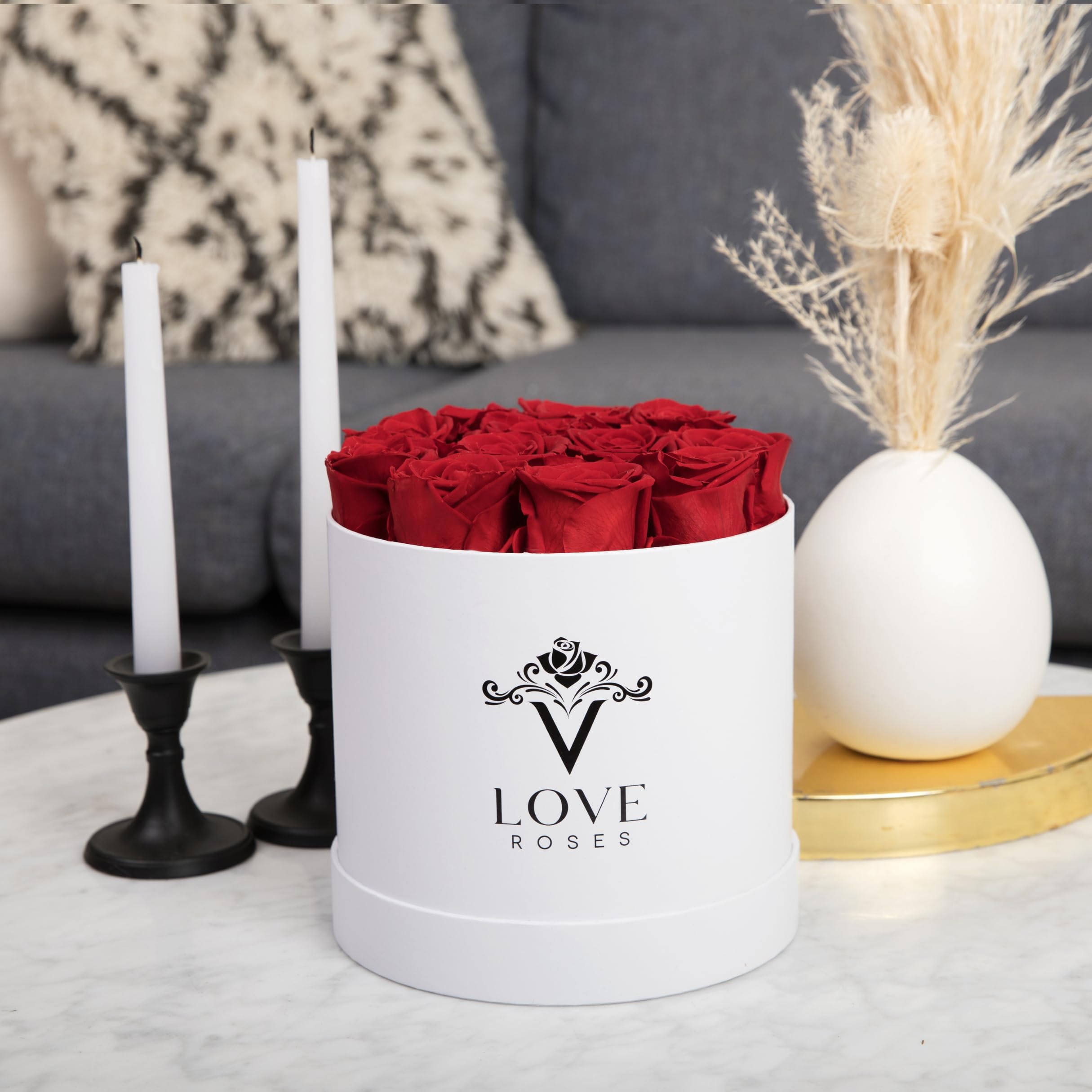 VLove® Forever Roses in a Box - Real Preserved Roses That Last 1 Year | Naturally Dried Eternal Flowers Gift Box for Anniversary, Valentine's Day & Home Decor | Romantic Keepsake for Her