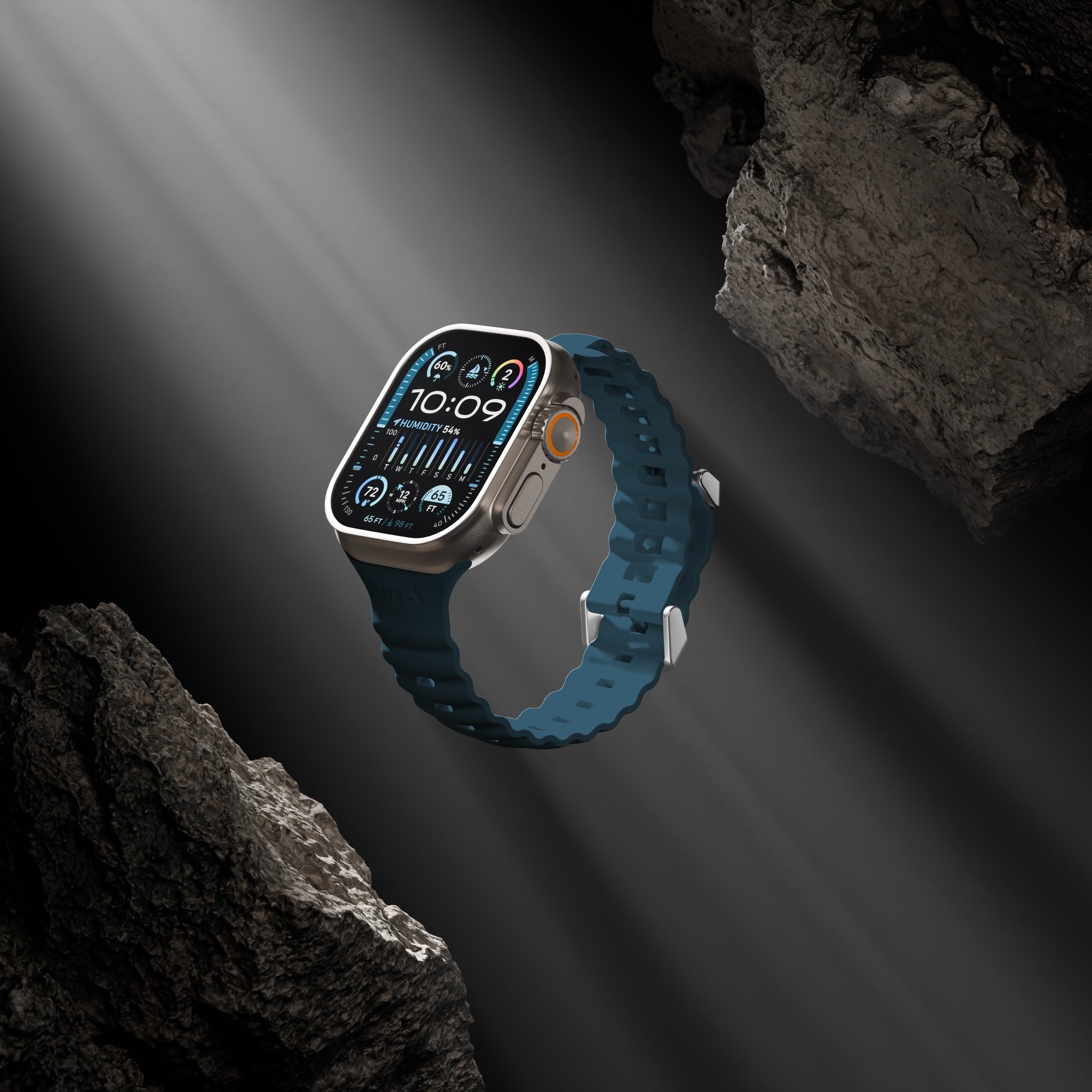 Premium Active Apple Watch Band - Durable Marine Blue Silicone Strap for Workout, Running & Swimming | Compatible with All Apple Watch Models