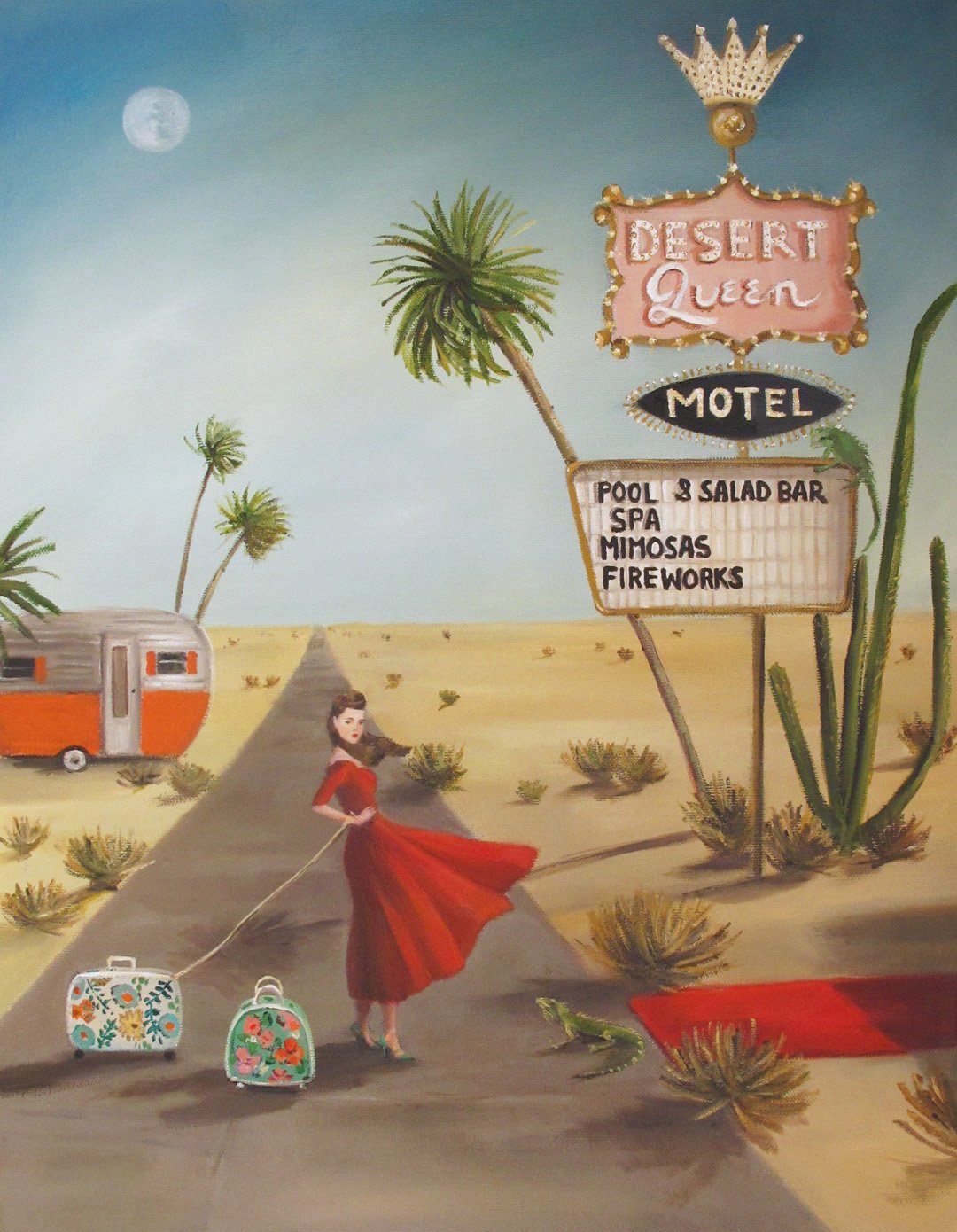 Desert Queen Motel Small Art Print - Vintage Style Wall Decor for Bedroom, Living Room & Office - Perfect for Home Decor & Gift Giving