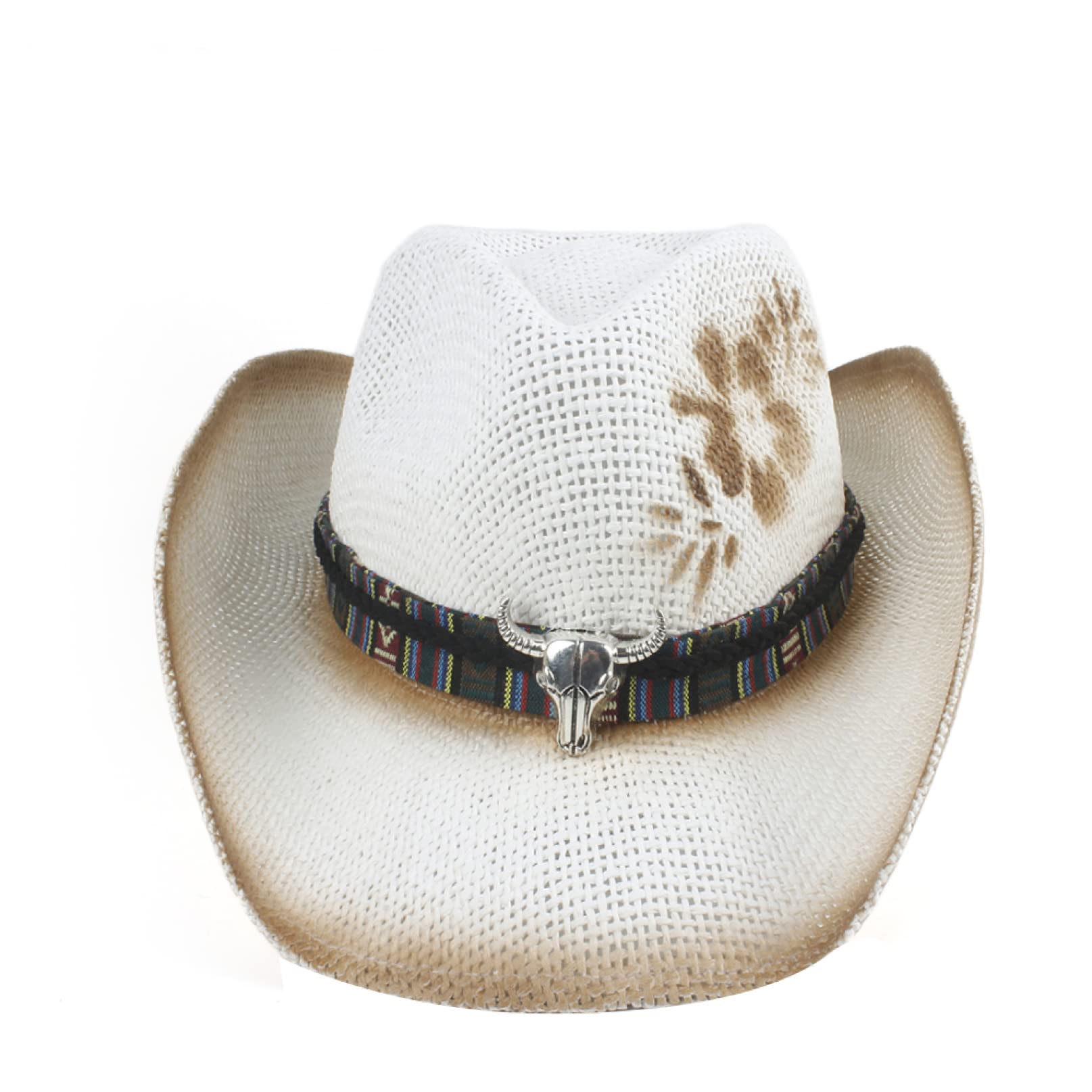 **Western Cowboy Hat for Men & Women - Handmade Straw Cowgirl Hat, Bohemian Jazz Sombrero Sun Hat for Beach, Outdoor, Music Festivals**