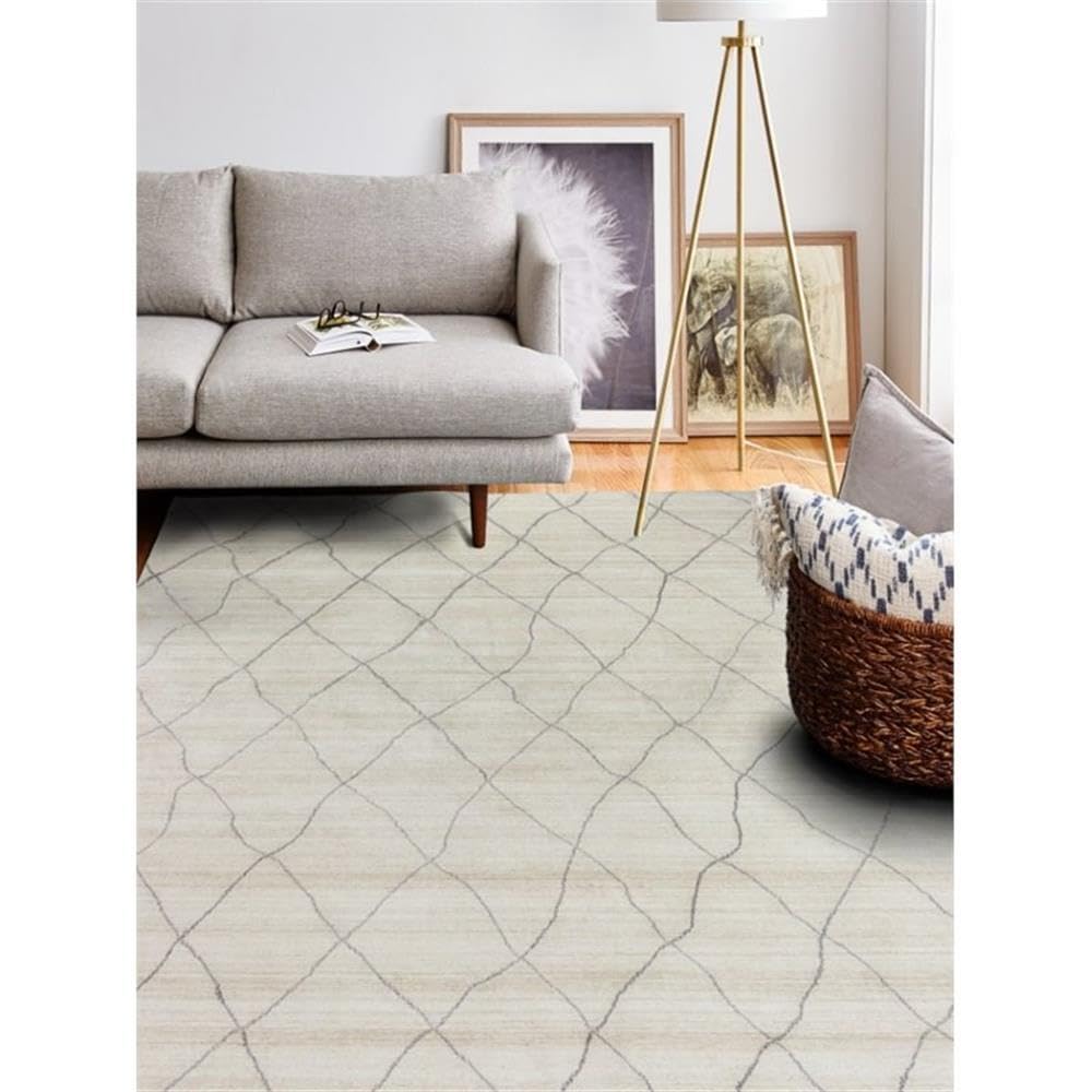 Bashian Terrain Hand Loomed Ivory Area Rug - Soft Bohemian Style Rug for Living Room, Bedroom & Home Decor | Eco-Friendly Natural Fiber Carpet