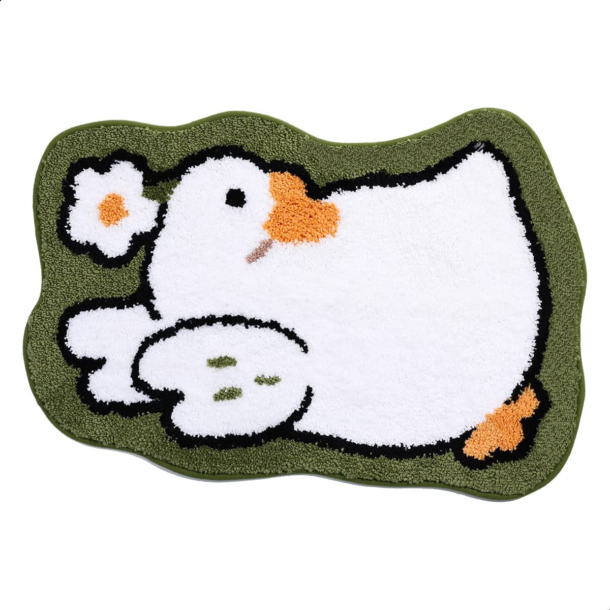 Fluffy Goose Bath Rug - Non-Slip Washable Floor Mat for Bathroom & Bedroom - Soft Plush Water Absorbent Bath Mat (17.7