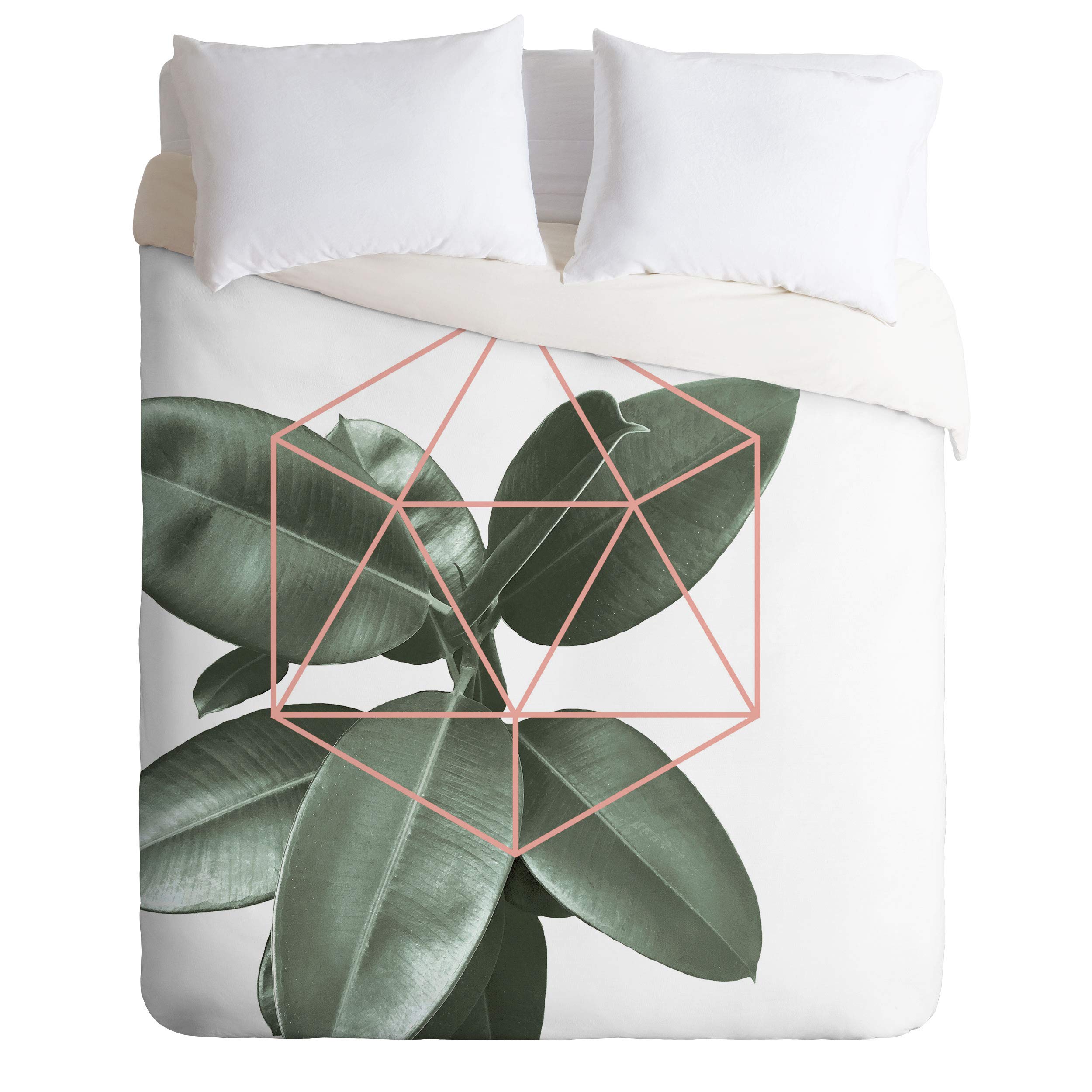 Geometric Greenery Comforter Set with Pillowcases - Twin Size Green Bedding by Society6 | Modern Botanical Home Decor for Bedroom & Guest Room