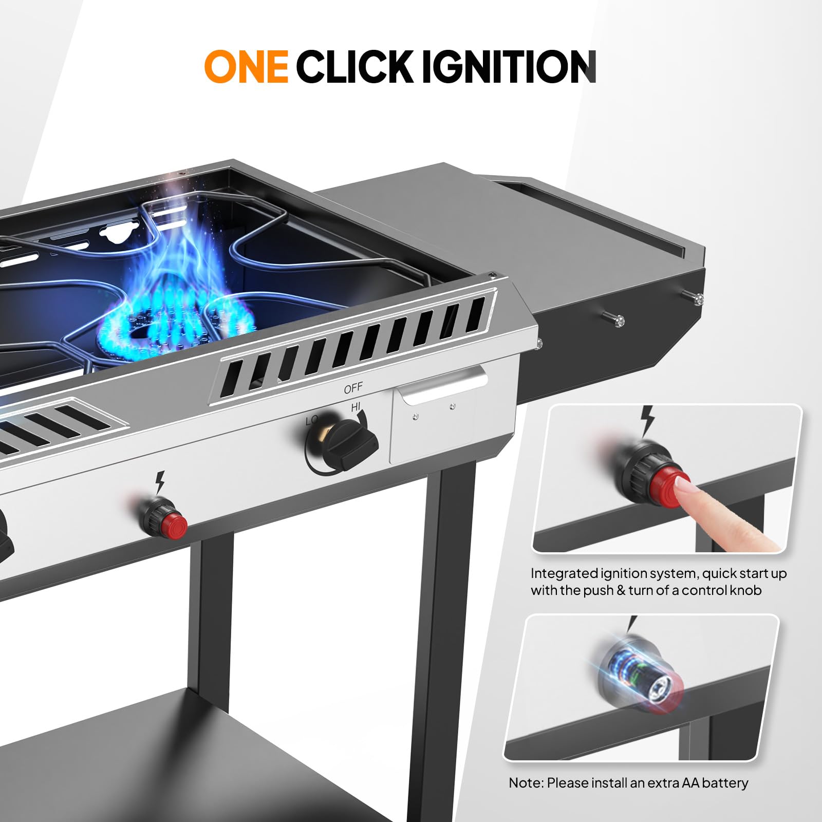 ROVSUN 2 Burner Outdoor Propane Gas Stove with Auto-Ignition - 150,000 BTU High-Power Camping & Backyard Cooking Stove with Regulator & Side Shelves - Perfect for Grilling, Home Brewing, Canning & Turkey Frying - Ideal for Patio, Picnic, Tailgating & Outdoor Adventures