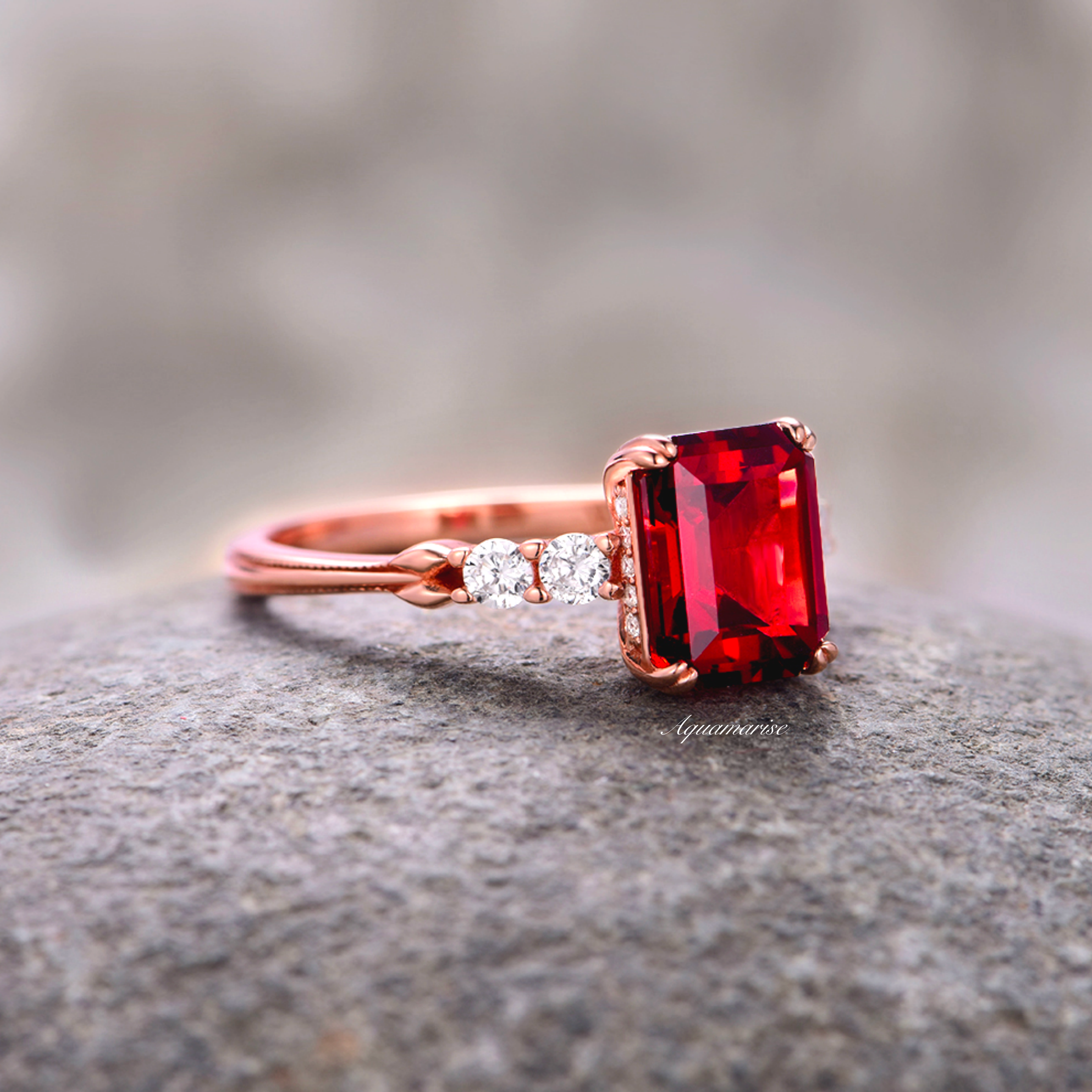 Natural Red Garnet Engagement Ring for Women - 14K Rose Gold Vermeil Wedding Band, Anniversary Gift for Her - Perfect for Proposals, Valentine's Day & Special Occasions