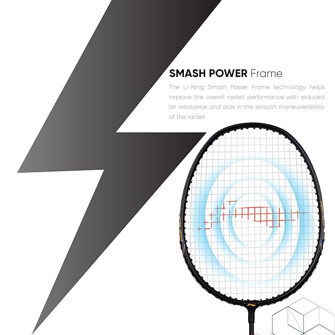 Li Ning Mega Power 9 Prestrung Badminton Racket - Professional Carbon Fiber Shuttlecock Racquet for Advanced Players - Perfect for Tournaments & Training Sessions