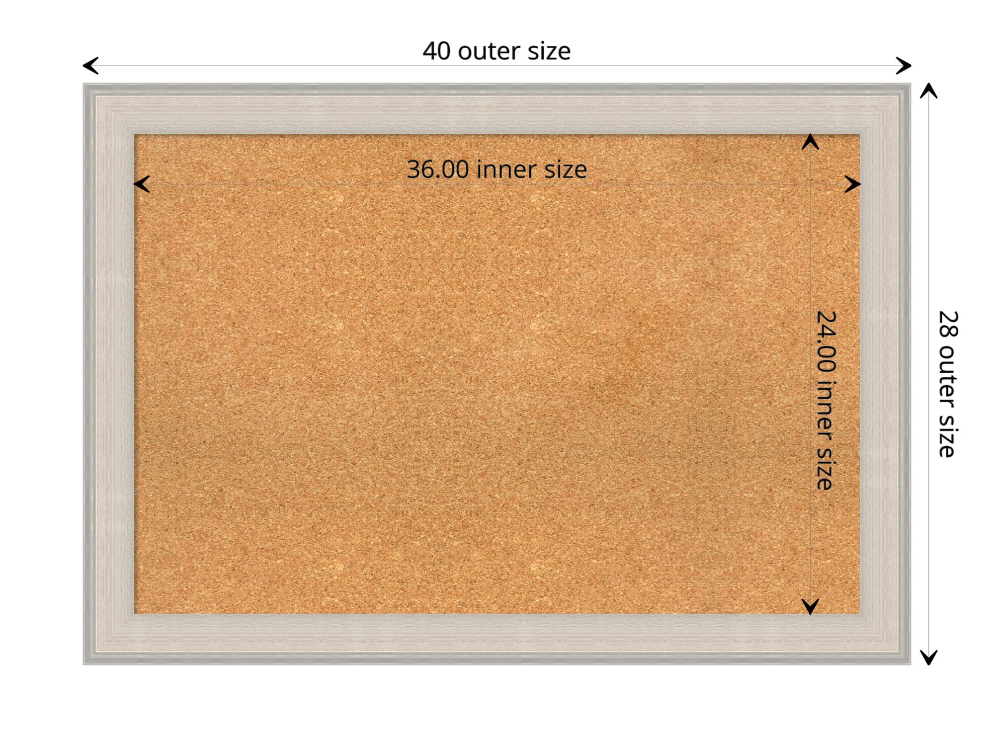 Amanti Art 28x40 Natural Cork Board with White Wood Frame - Large Vision Board for Office & Home Organization, Coastal Style Pinboard for Notes, Photos & Decor - Perfect for Home Offices, Classrooms & Creative Spaces