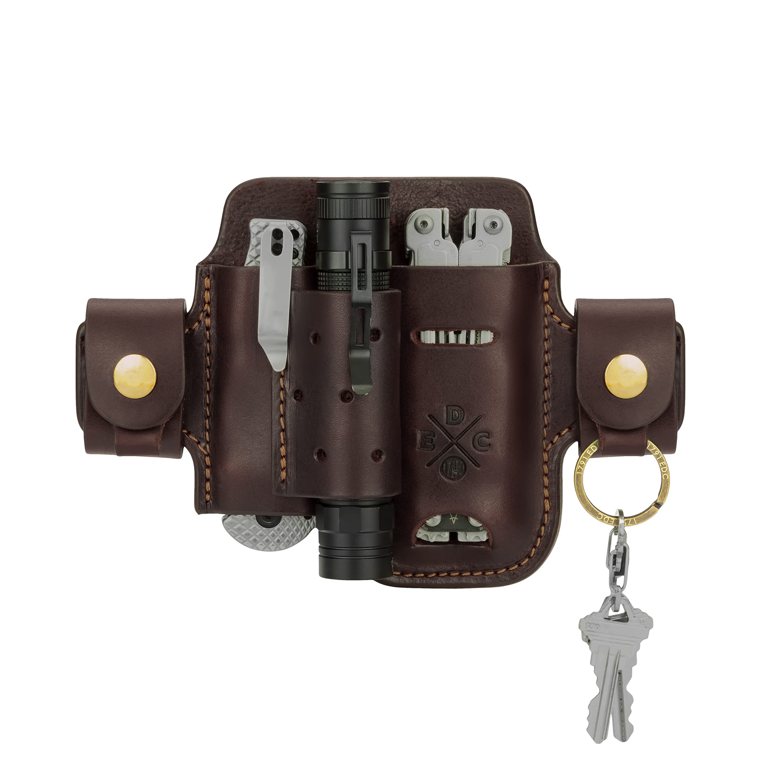 1791 EDC Multitool & Flashlight Leather Holster Belt Pouch - Premium Leather Organizer for Multitools, Knives, Flashlights & Keys - Fits Leatherman, Gerber, SOG - Perfect for Camping, Hiking & Outdoor Adventures