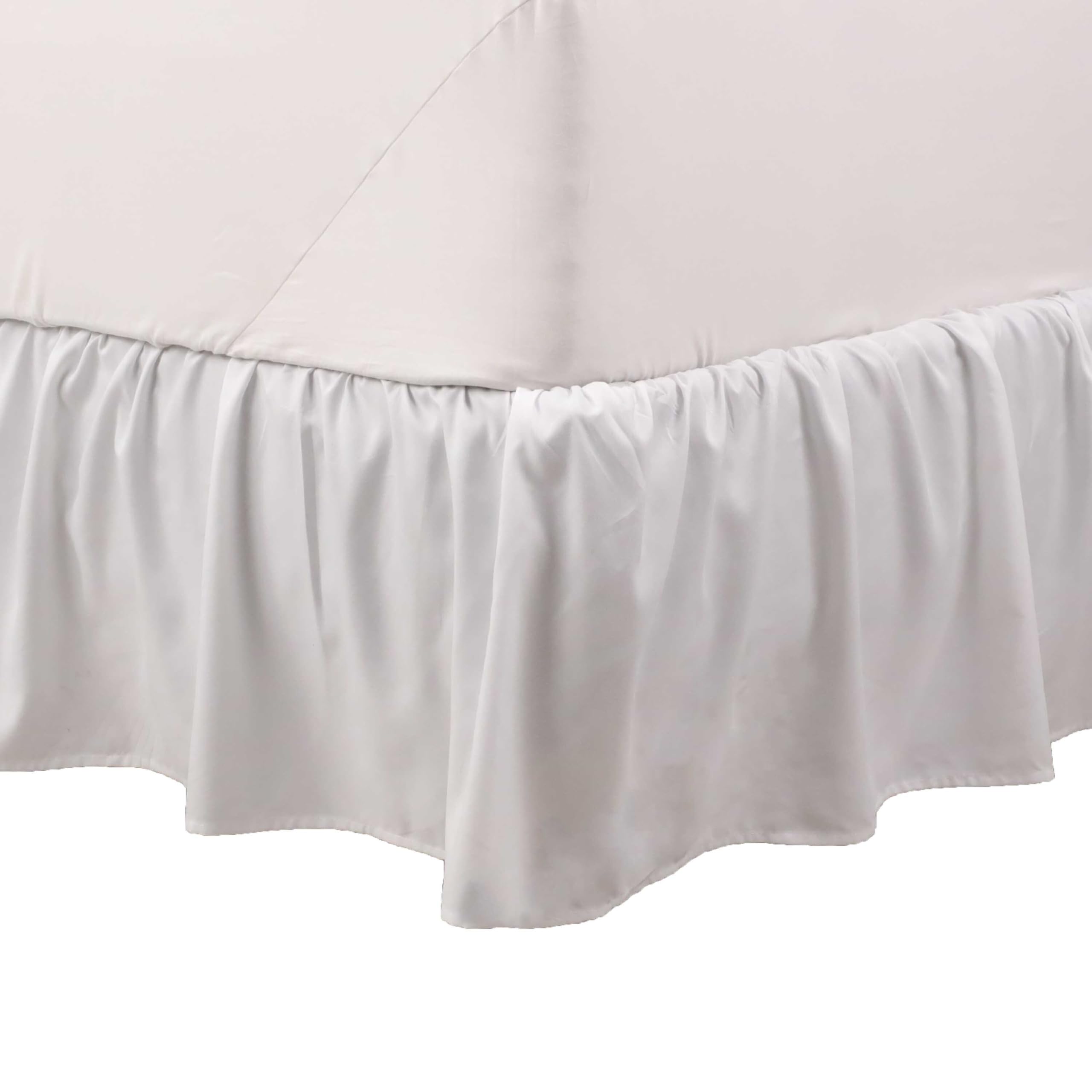 Martex Twin Ruffle Bed Skirt - 15 Inch Drop Microfiber Bedskirt | Easy Fit Hotel Quality White Bed Skirt for Twin Beds | Perfect for Guest Rooms, Dormitories & Luxury Bedroom Decor