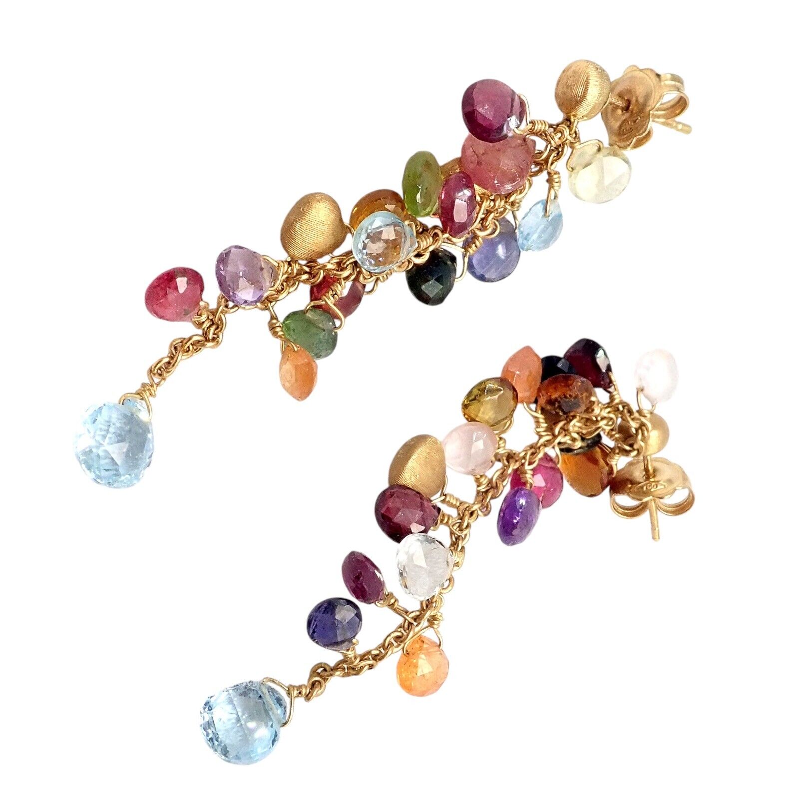 Authentic Marco Bicego 18k Yellow Gold Paradise Multicolor Gemstone Earrings - Luxury Jewelry for Women, Perfect for Weddings, Parties & Special Occasions