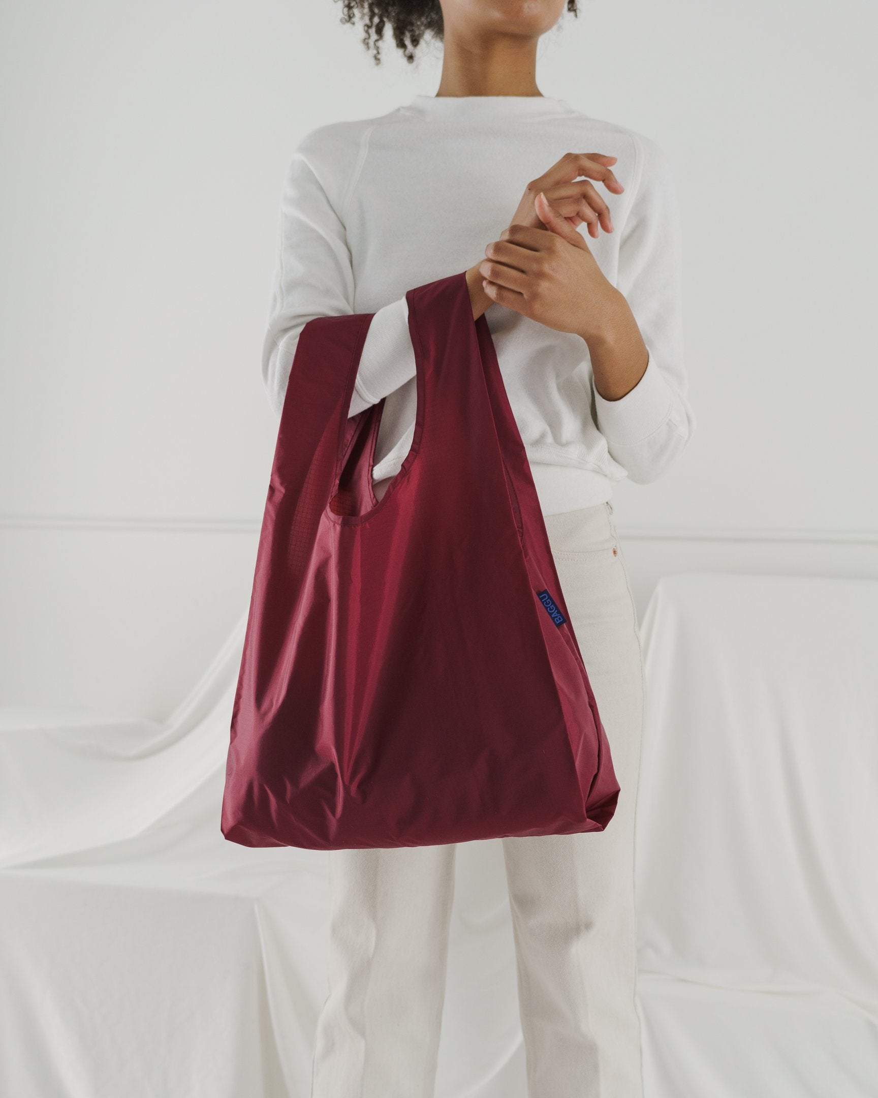 Baggu Standard Reusable Shopping Bag - Cranberry Red | Eco-Friendly Foldable Grocery Tote for Groceries, Beach, Travel & Daily Use