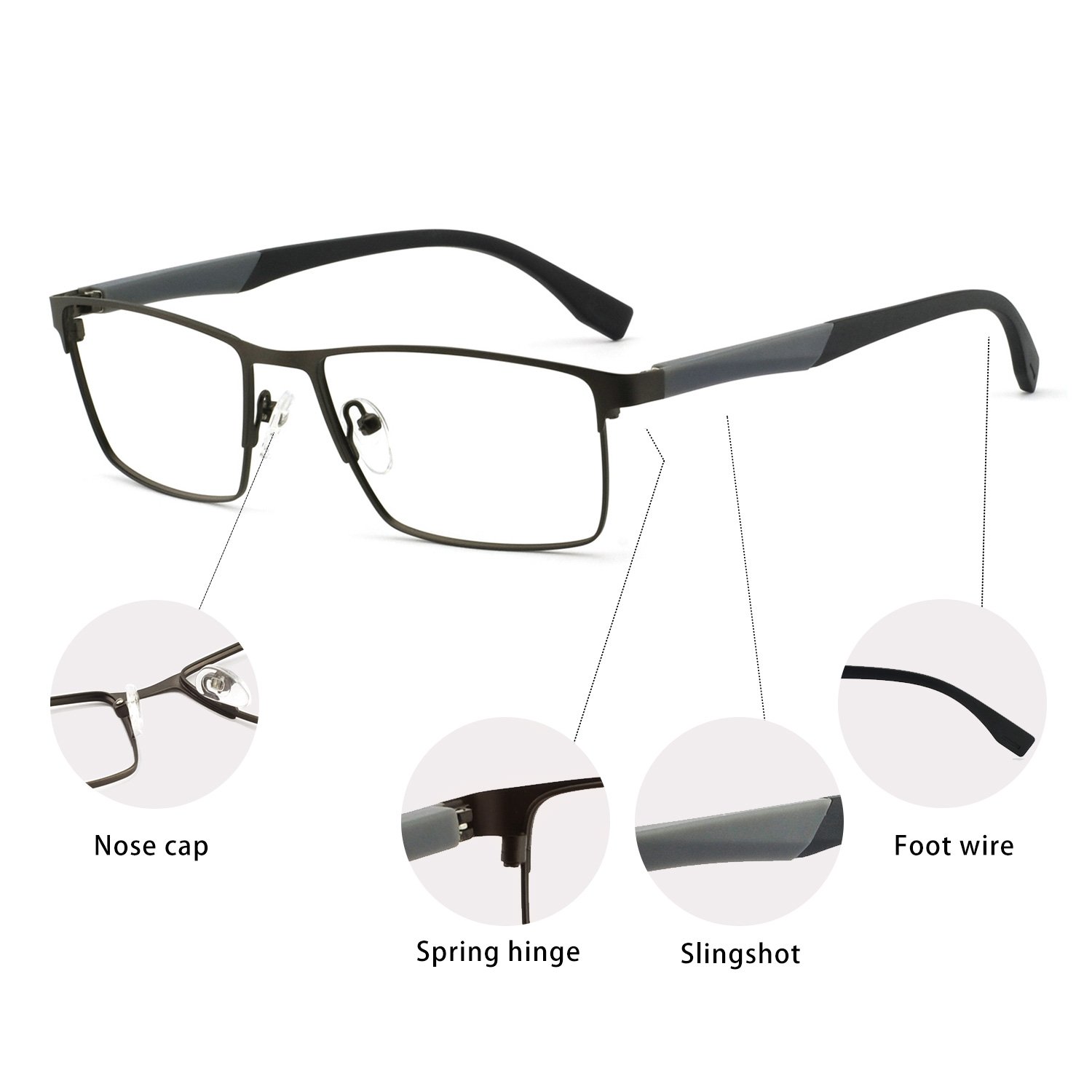 OCCI CHIARI Blue Light Blocking Glasses for Men - Metal Frame Computer Eyeglasses with Clear Lens | Reduce Eye Strain for Gaming, Office Work & Screen Use